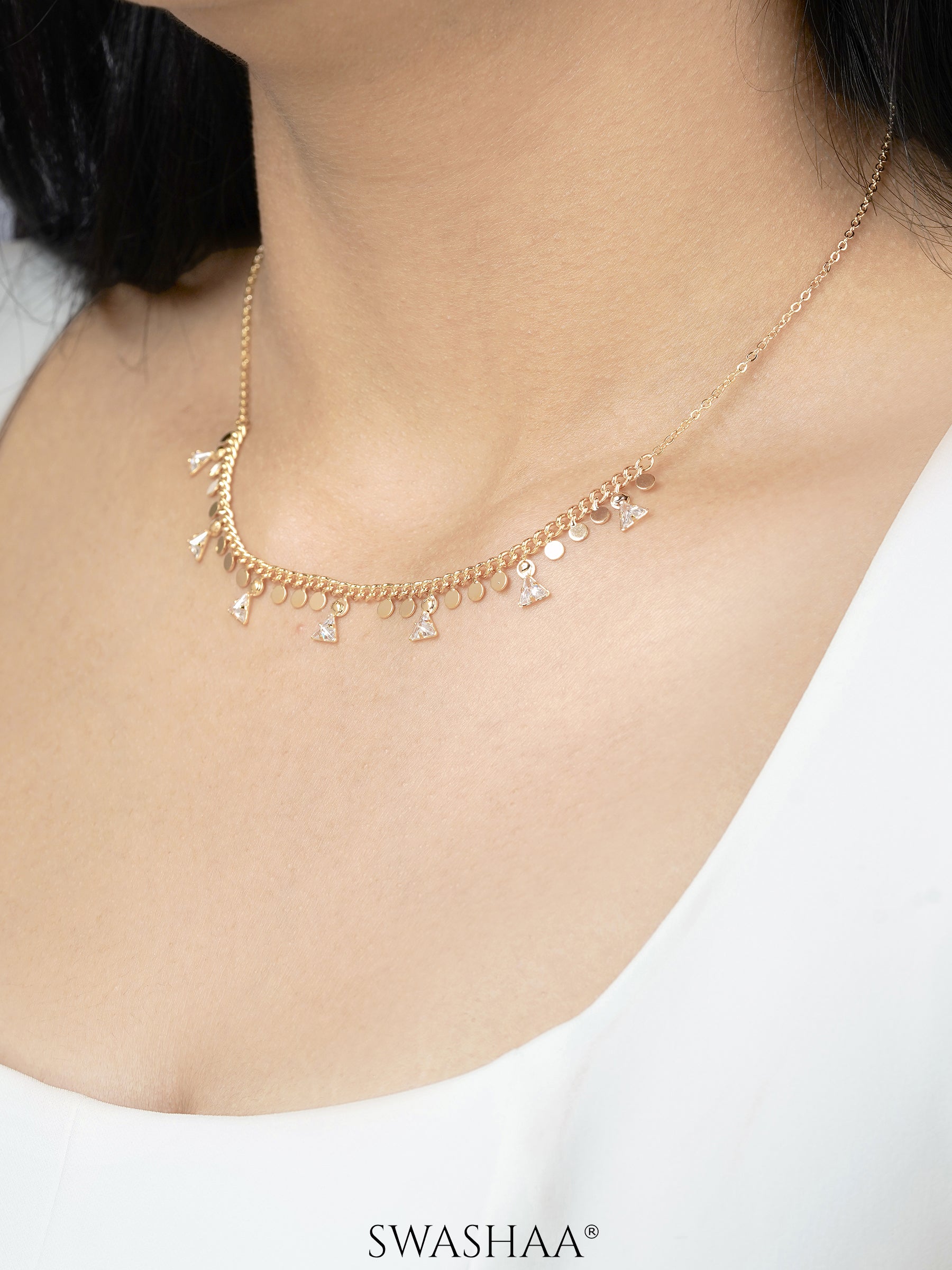 Ella Triangle Crystal 18K Gold Plated Choker