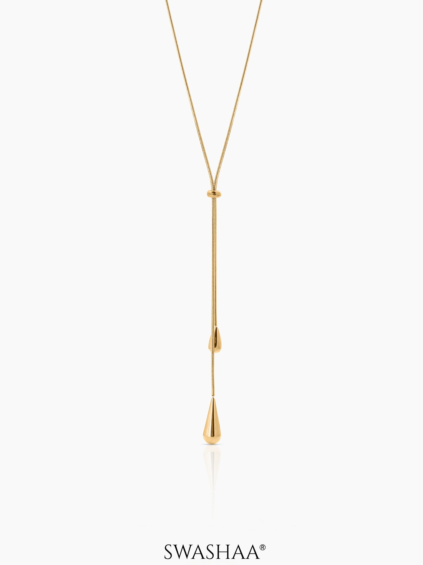 Elvara Teardrop Y-Shaped Necklace 18K Gold Plated