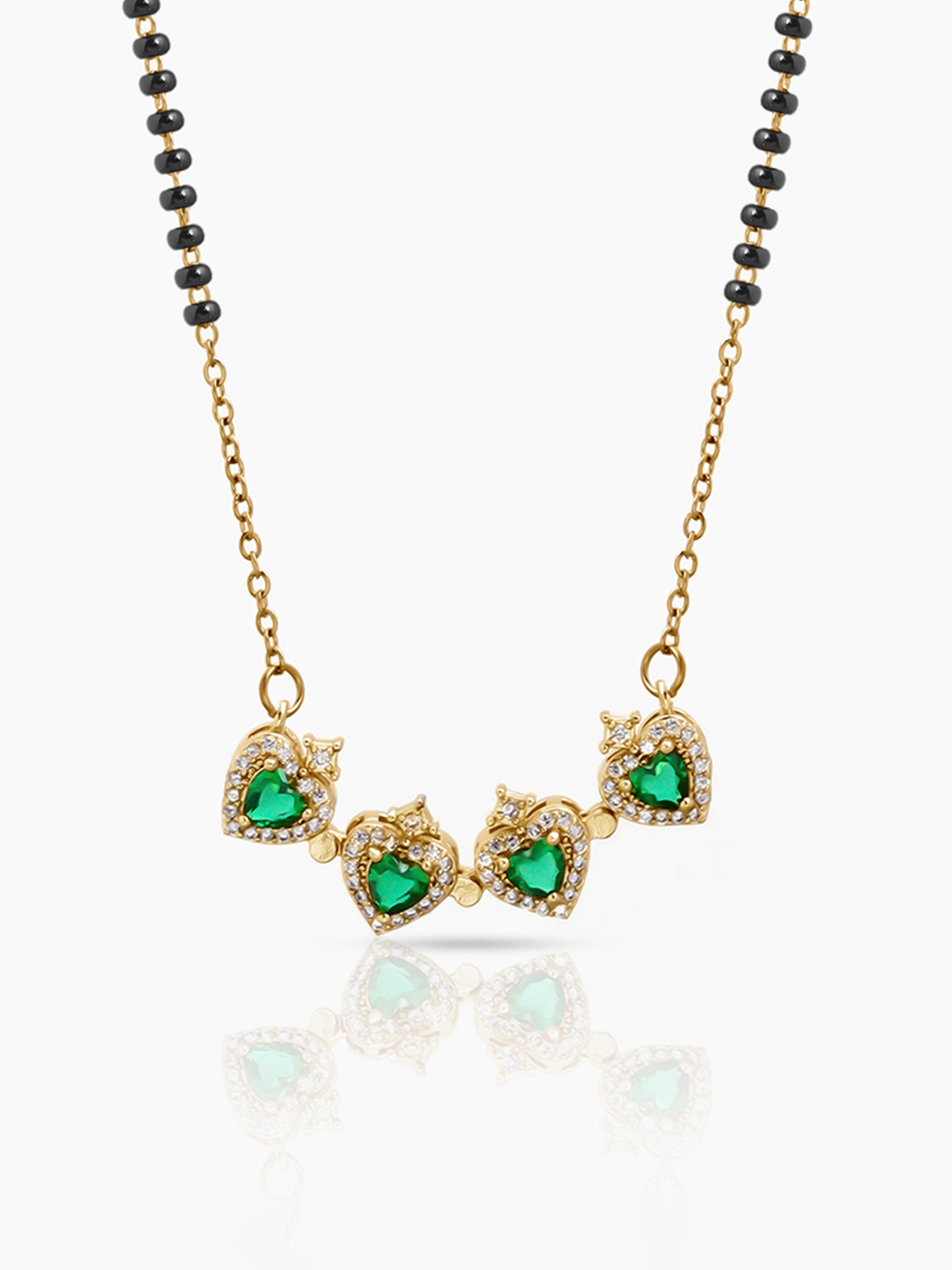 Emerald Shiny 18K Gold Plated Clover Mangalsutra