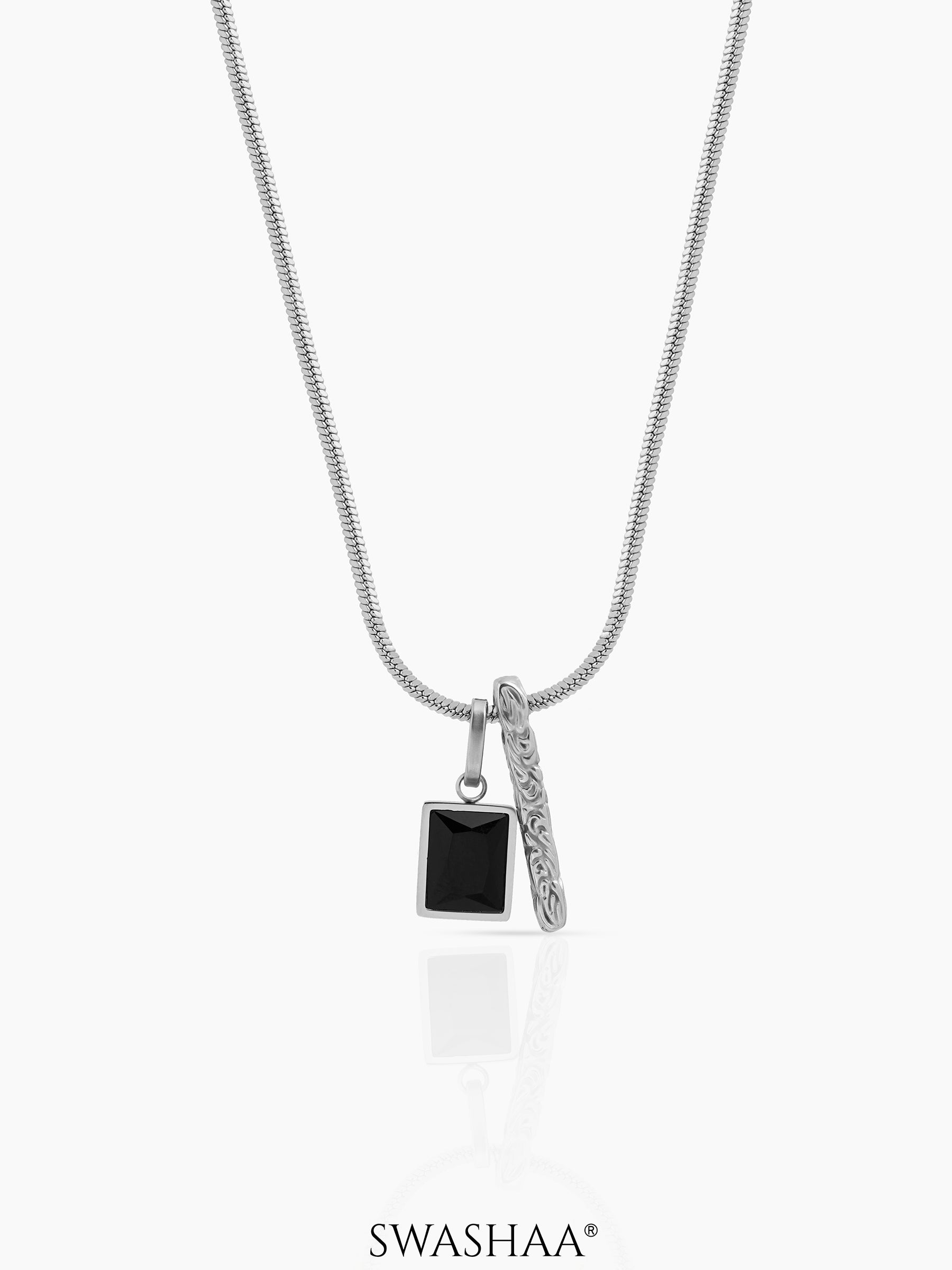 Emrin Black Emerald Men's Chain Pendant Silver