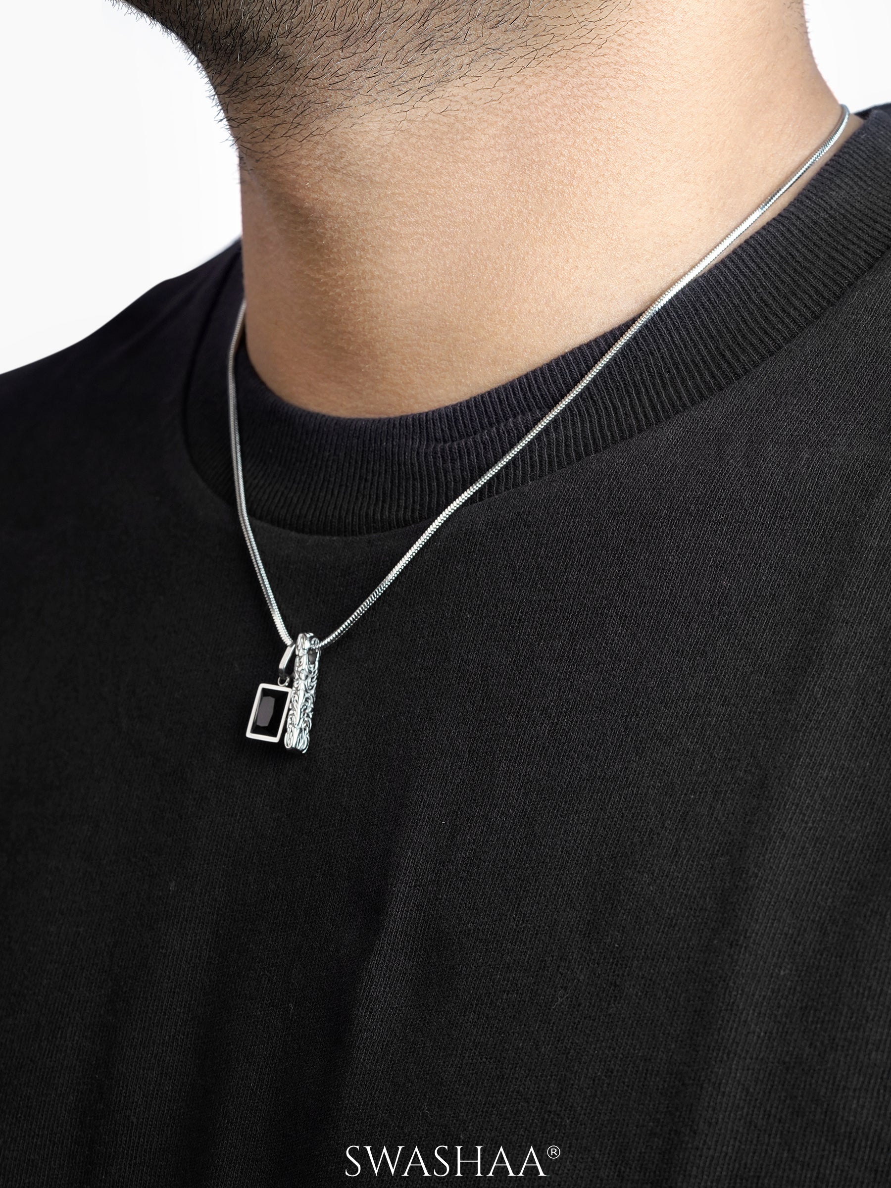 Emrin Black Emerald Men's Chain Pendant