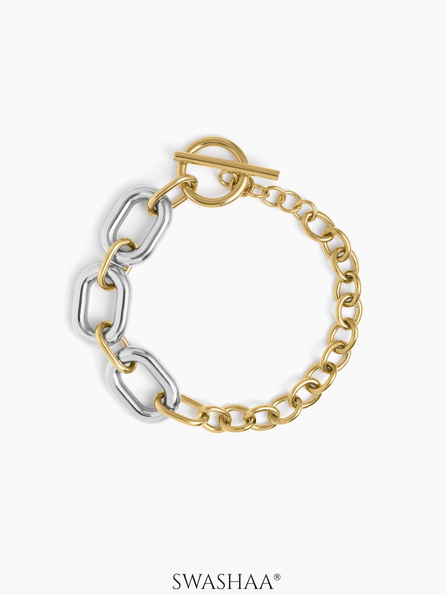 Erien Dual Tone Link Bracelet 18K Gold - Silver