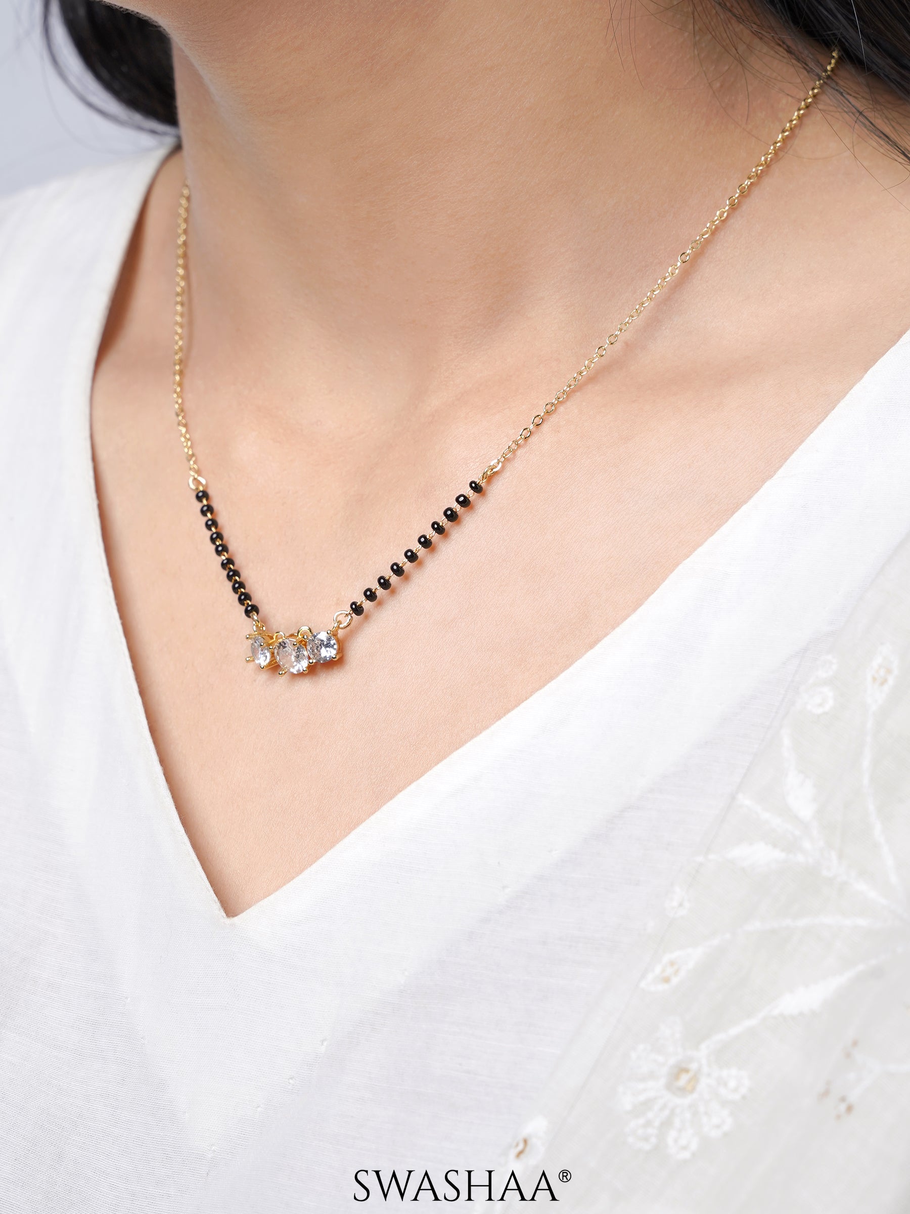 Esha Solitaire 14K Gold Plated Mangalsutra