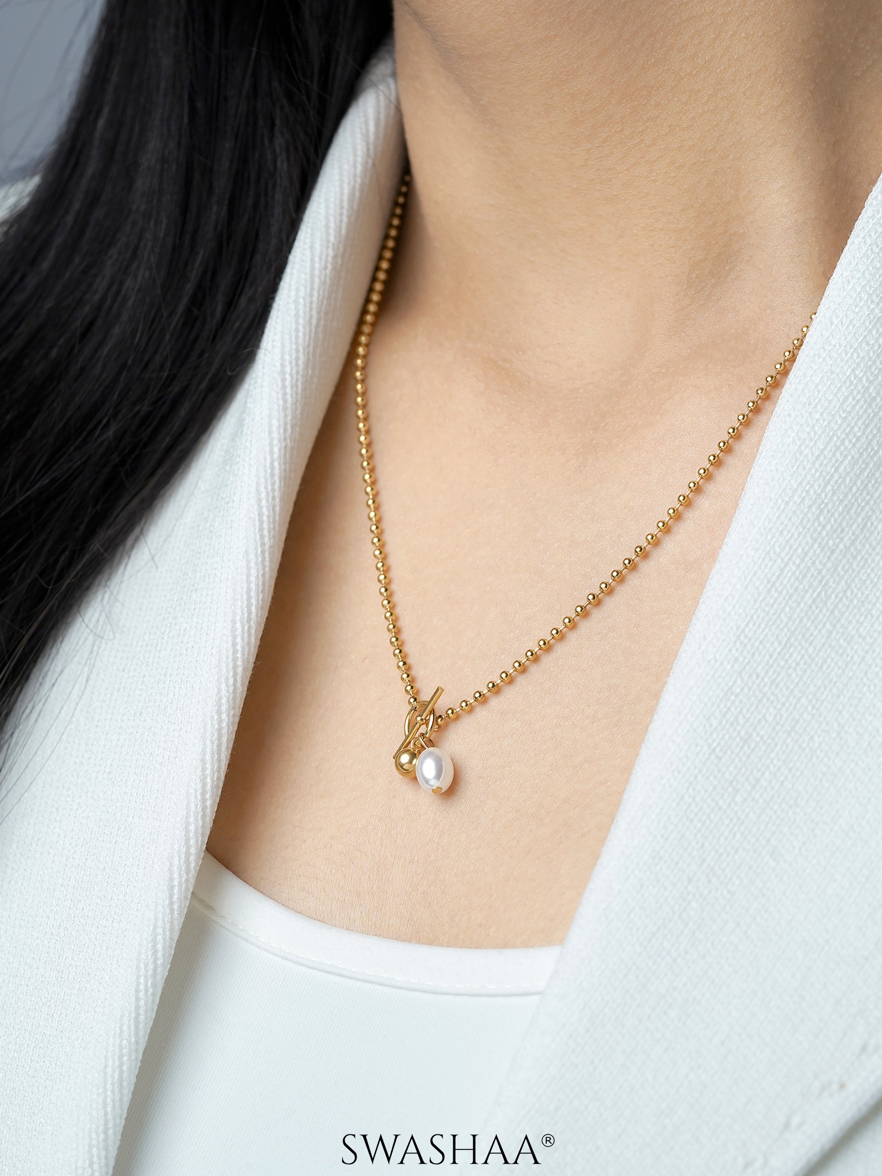 Evie Pearl 18K Gold Plated Necklace