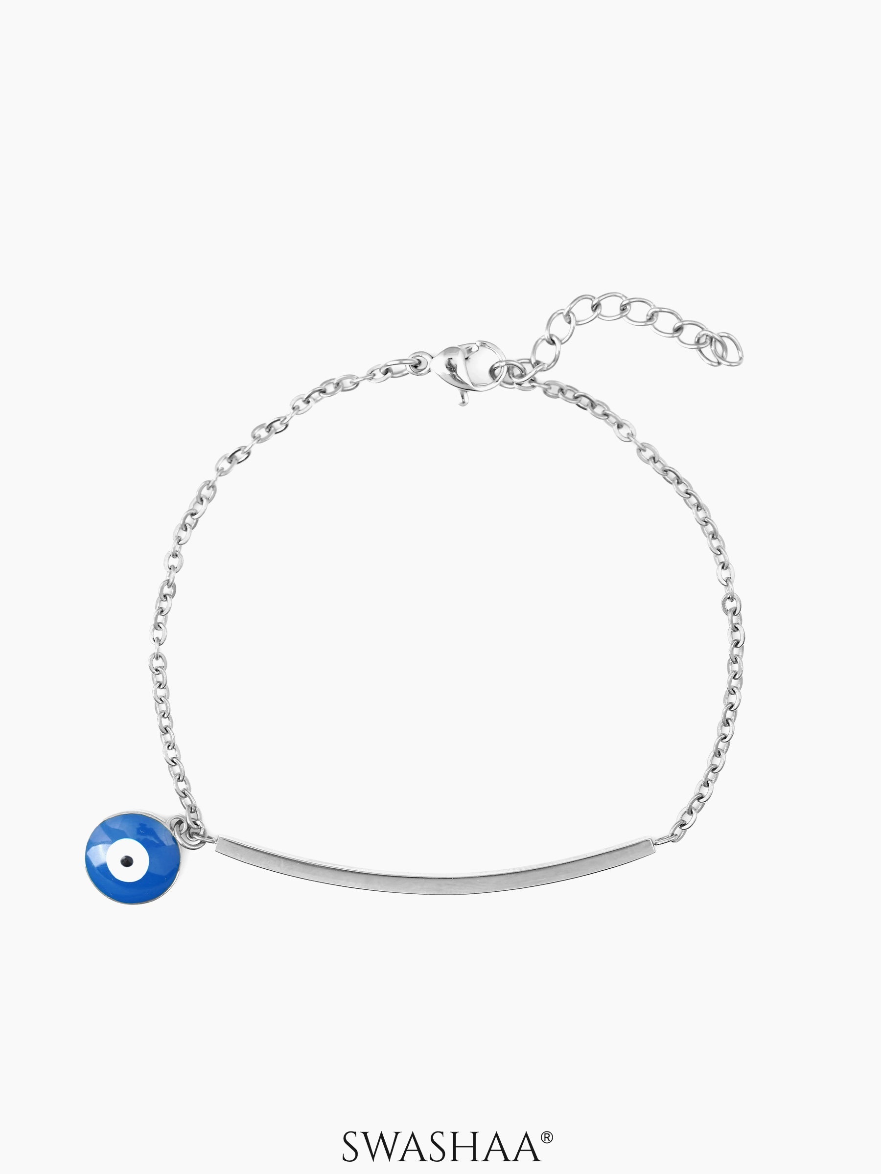 Evil Eye Bar Men's Bracelet Silver