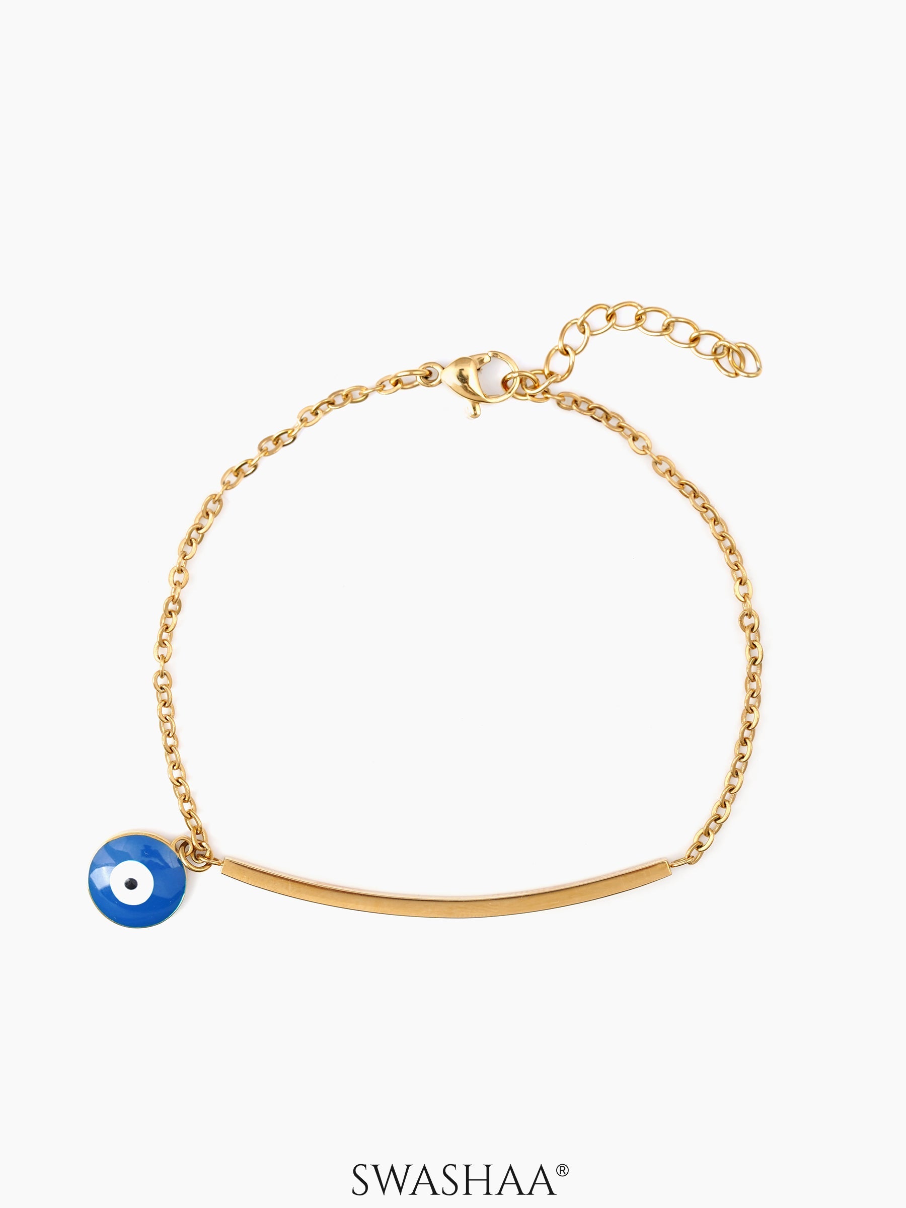 Evil Eye Bar Men's Bracelet 18K Gold Plated