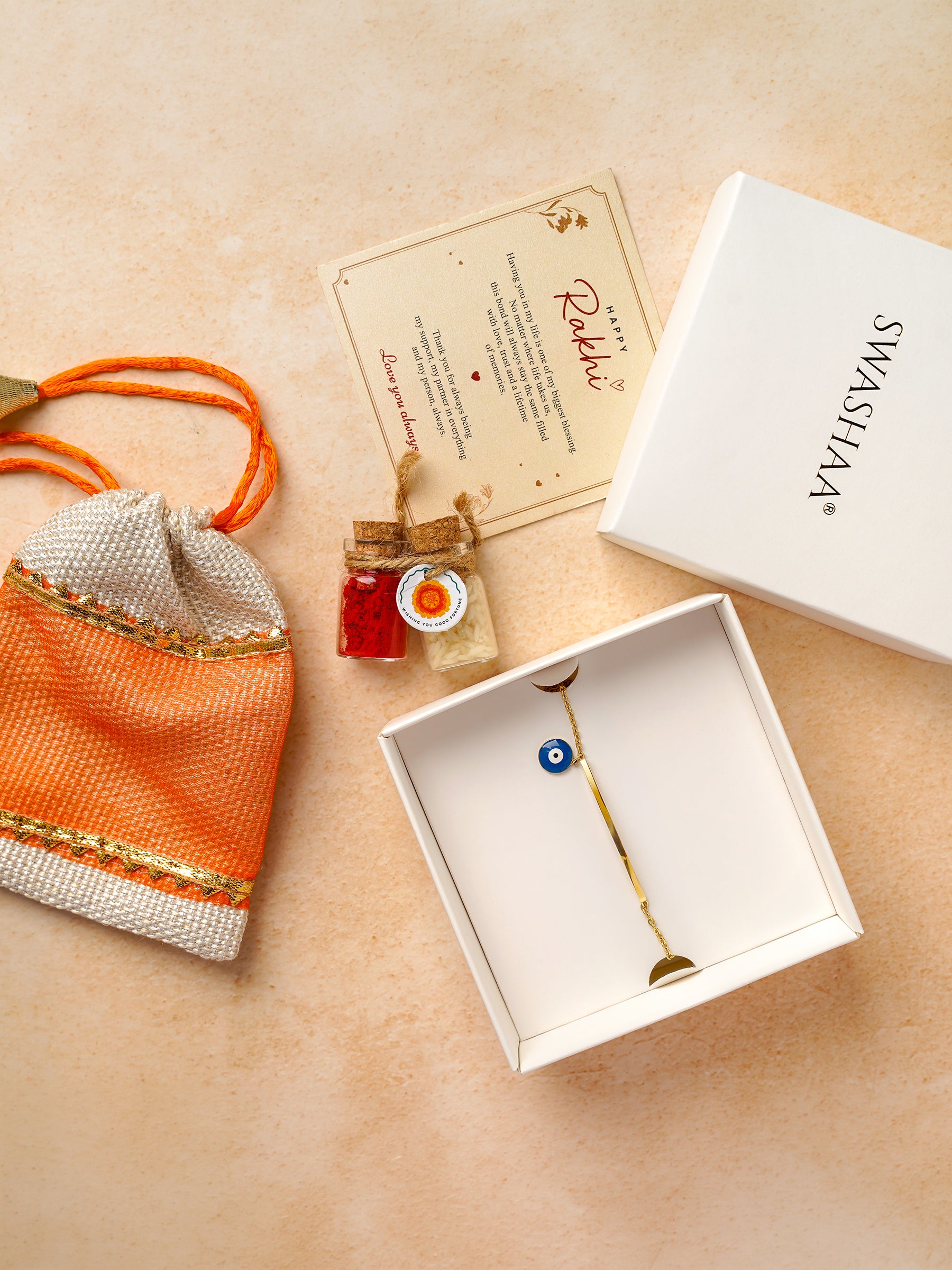 Evil Eye Bar 18K Gold Plated Rakhi