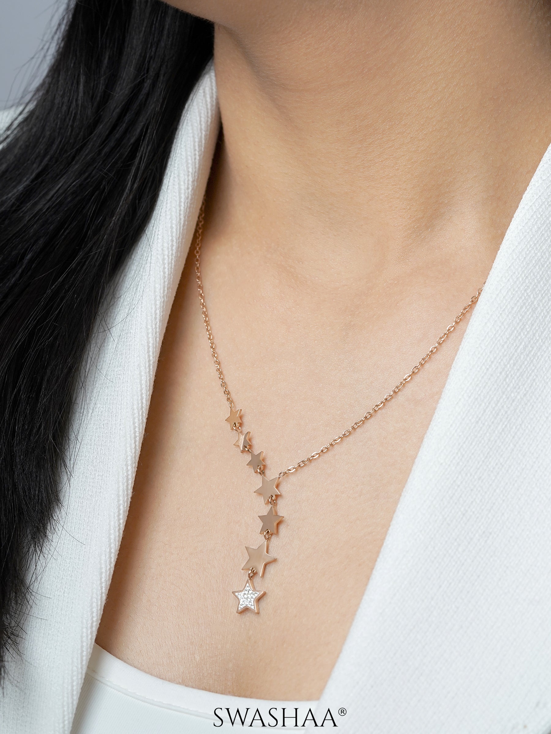 Fairy Stars Rosegold Plated Necklace