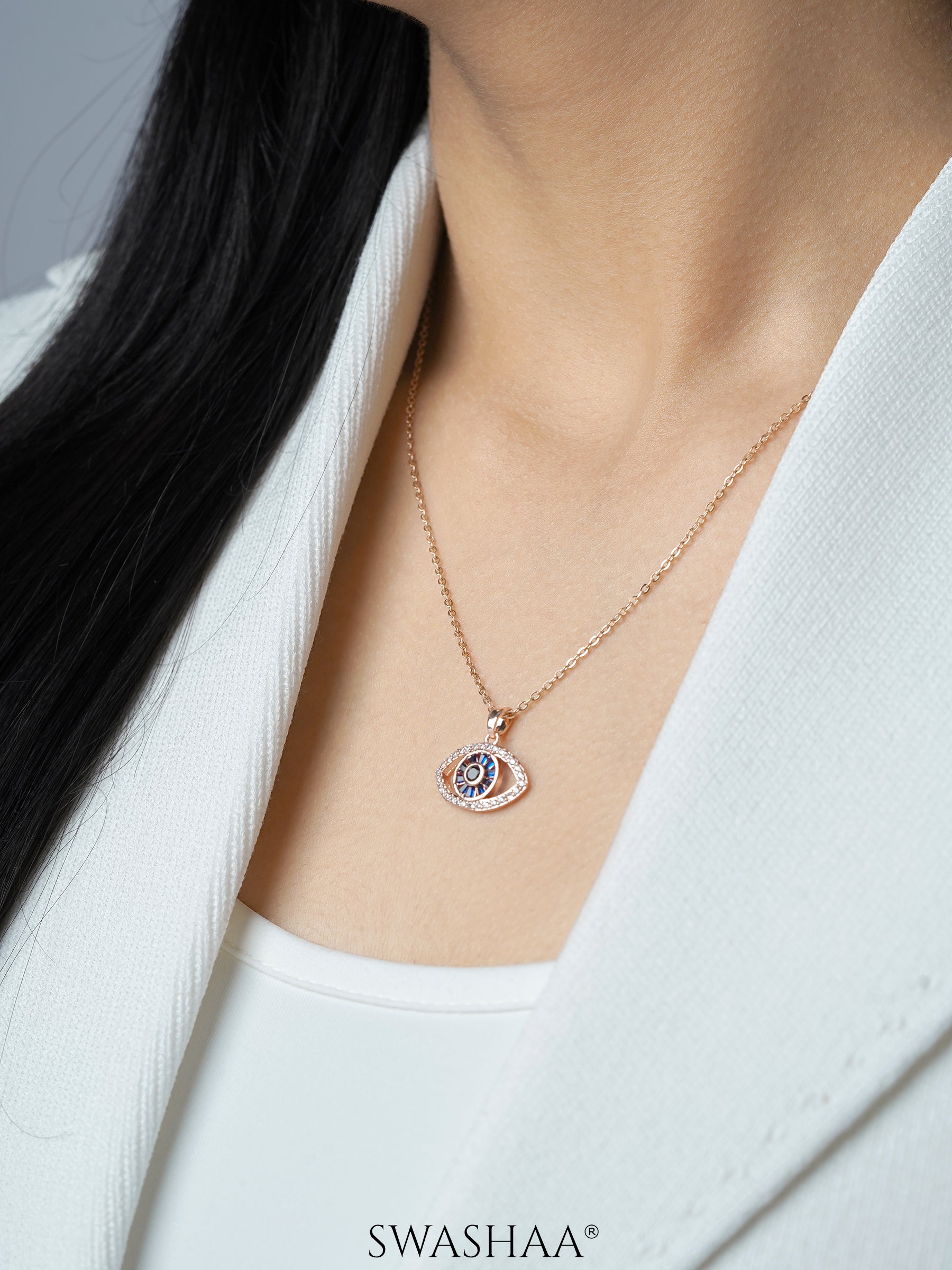Fire & Ice Evil Eye Rosegold Plated Necklace