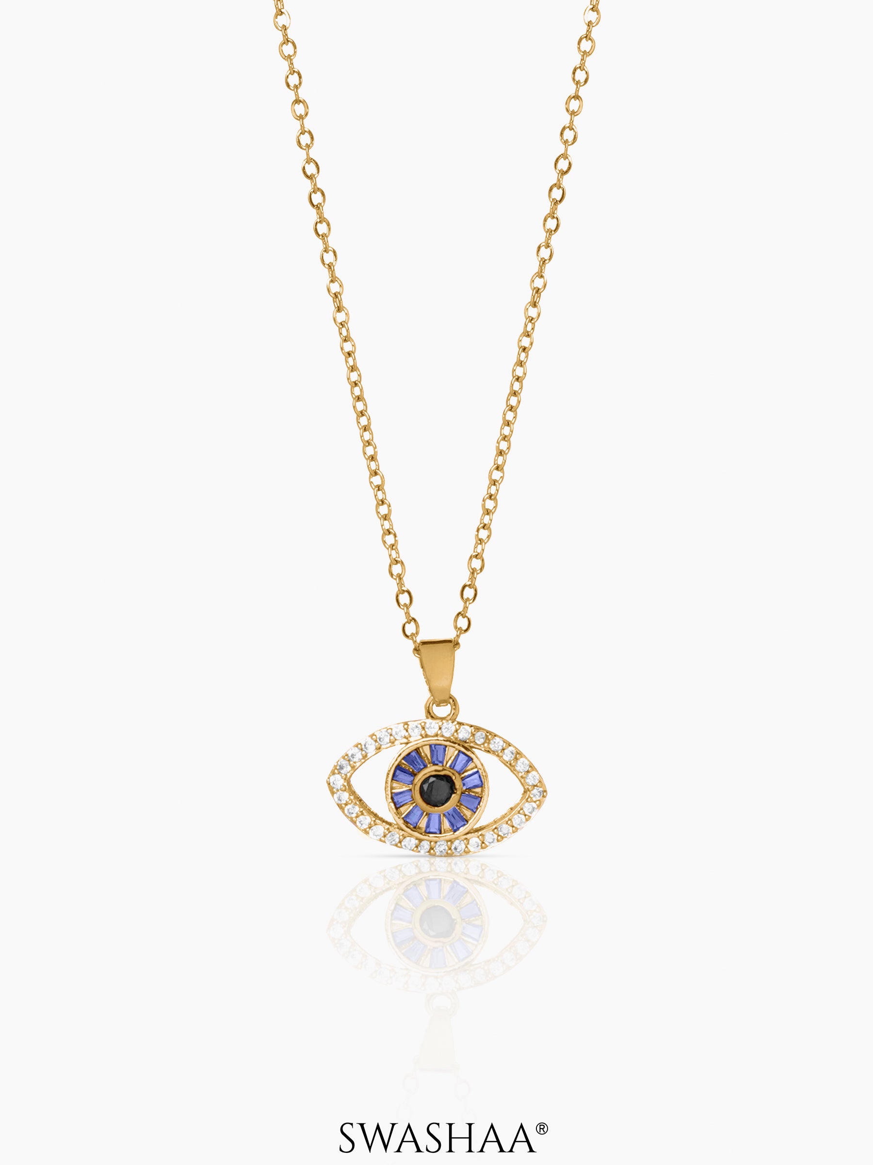 Fire & Ice Evil Eye Necklace 18K Gold Plated