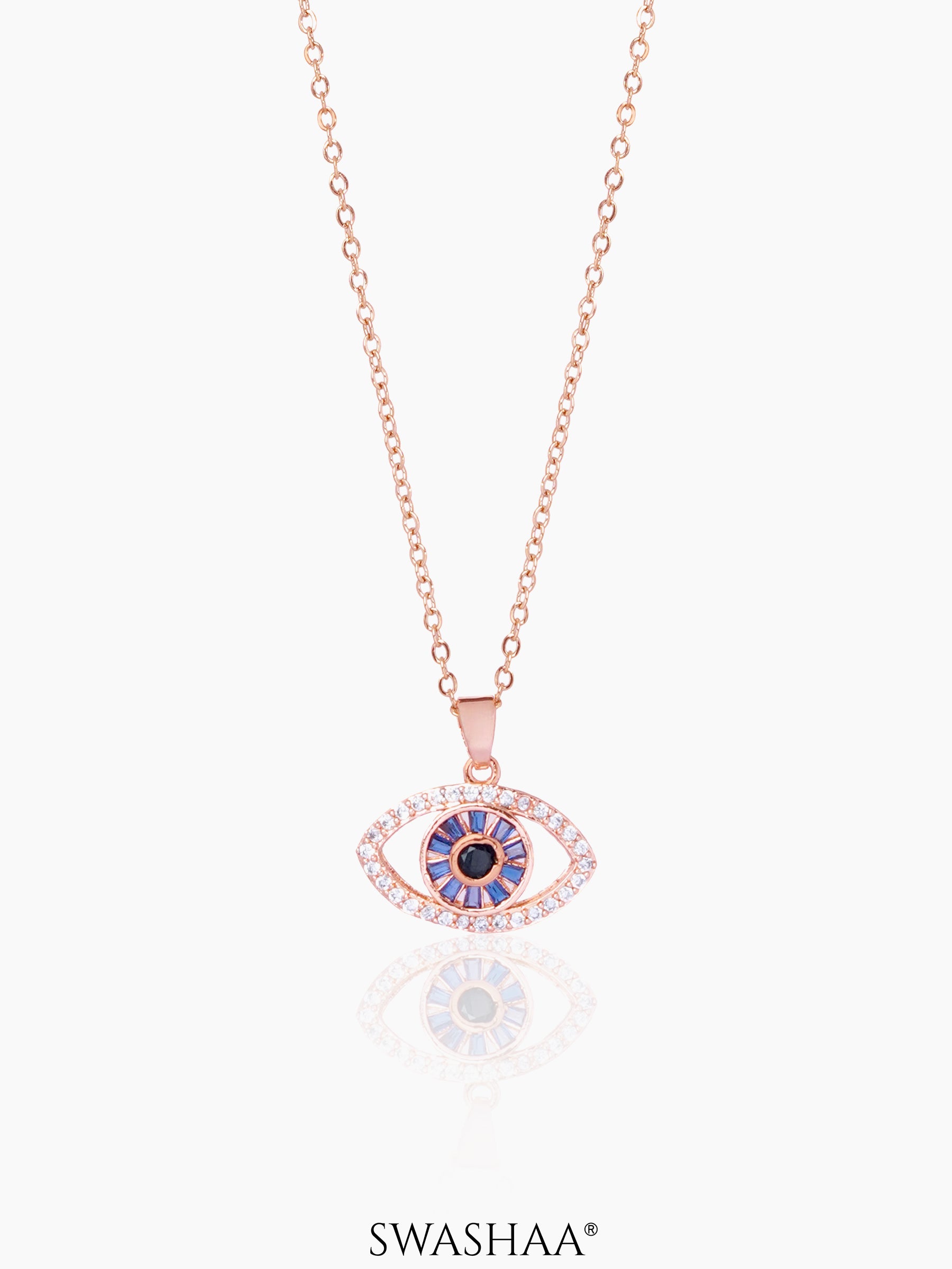 Fire & Ice Evil Eye Necklace Rosegold Plated