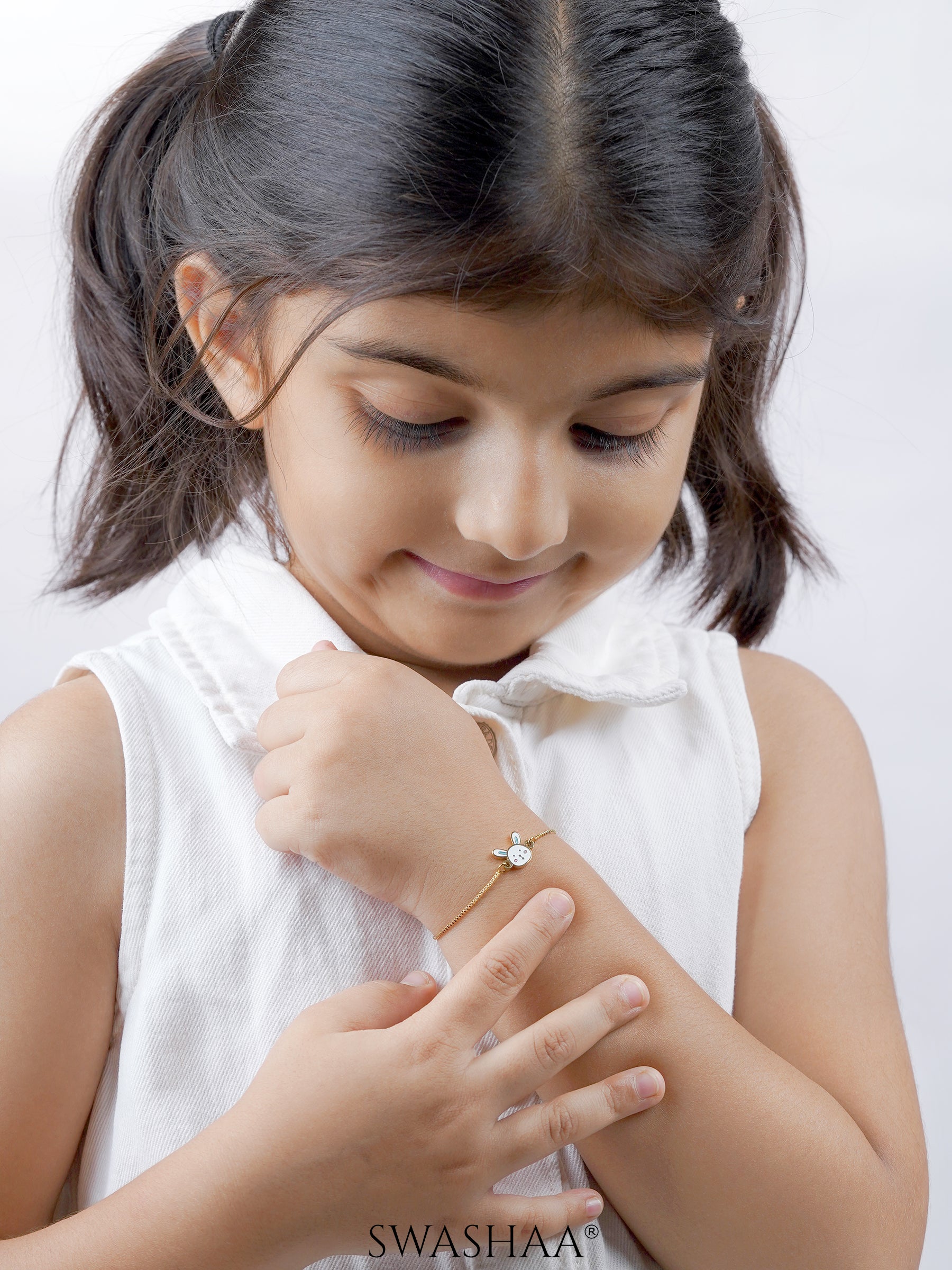 Fluffy Bunny 18K Gold Plated Kid's Bracelet