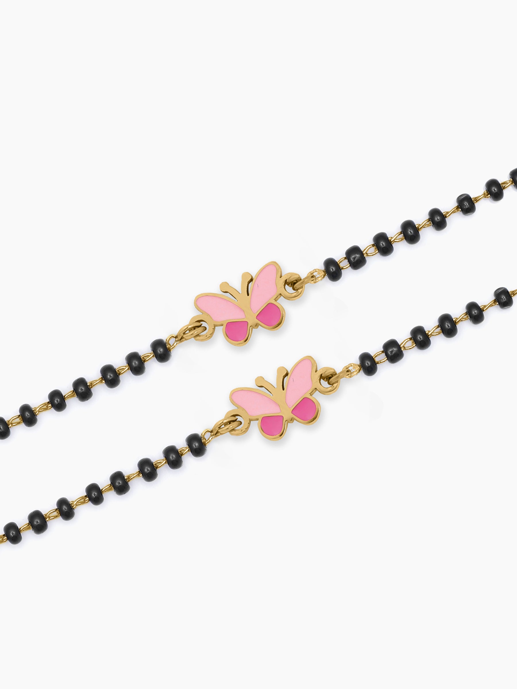 Fluffy Pink Butterfly 18K Gold Plated Kid's Nazariya Bracelet