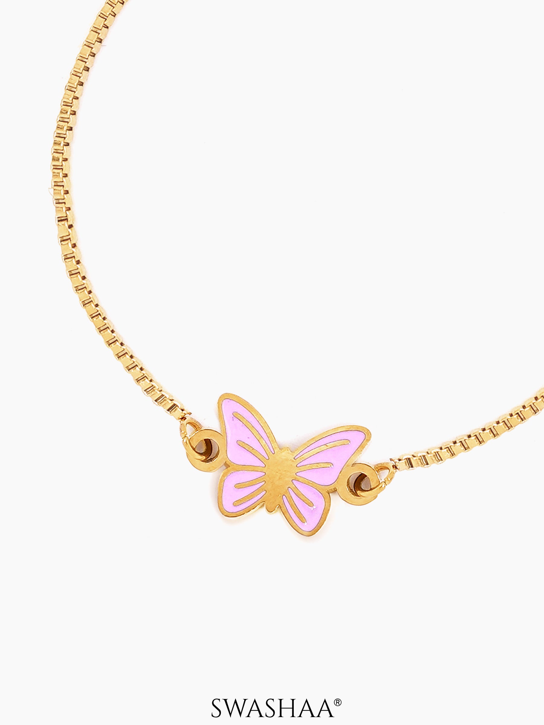 Flur Pink Butterfly Charm 18K Gold Plated Kid's Bracelet