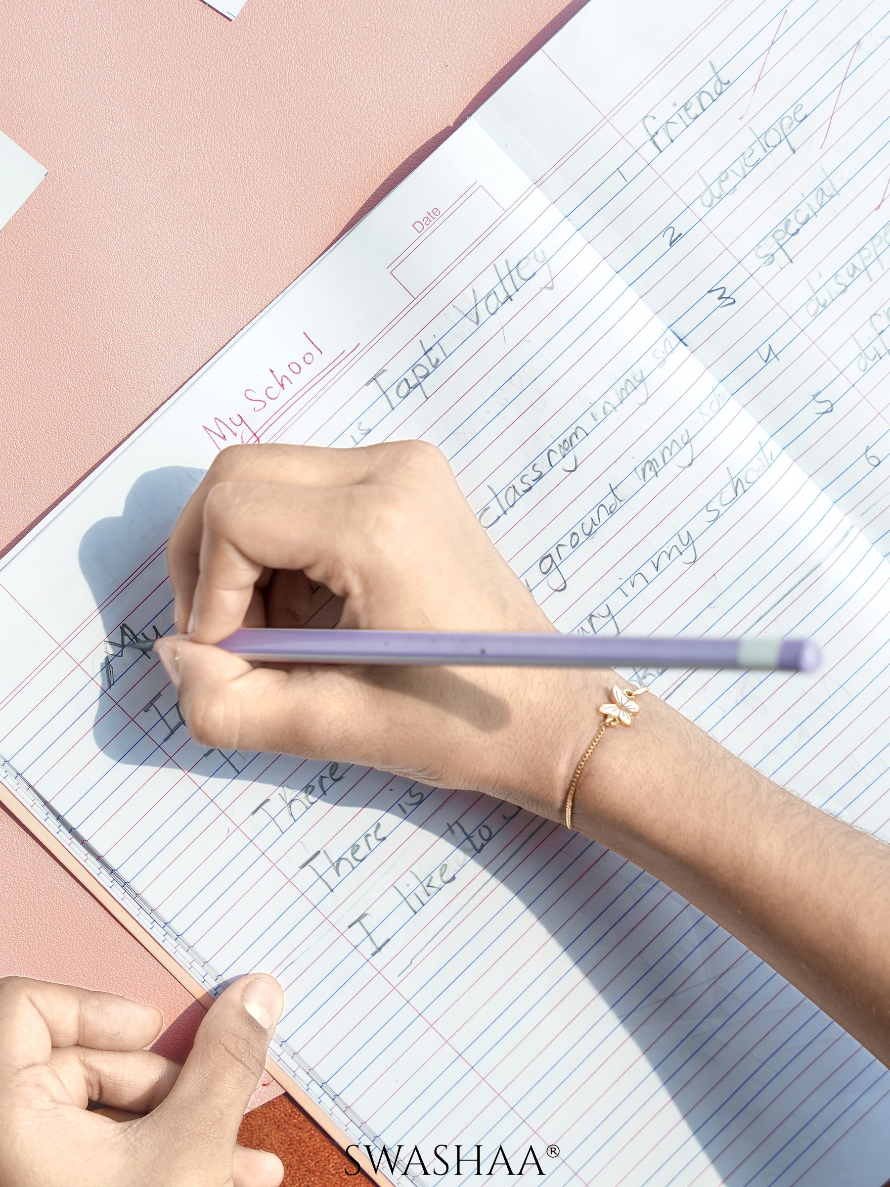 Flur Pink Butterfly Charm 18K Gold Plated Kid's Bracelet