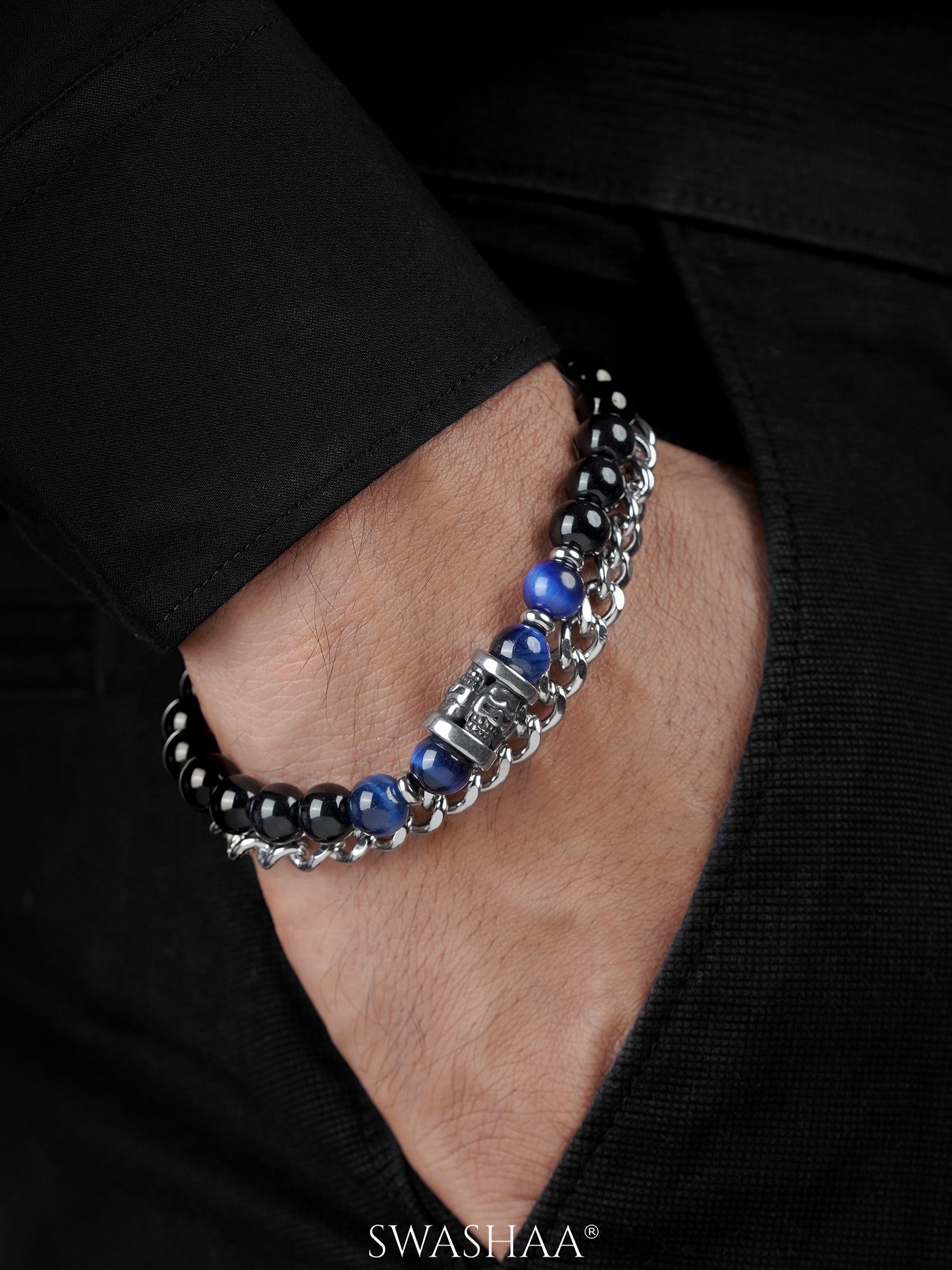 Ford Black Men's Beaded Bracelet