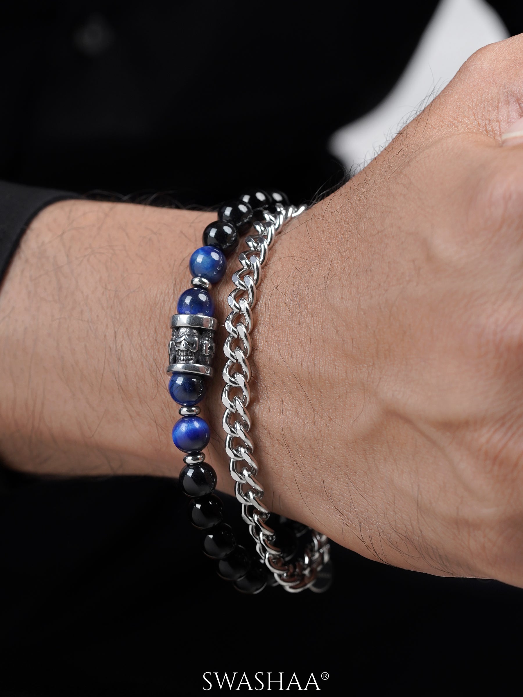 Ford Black Men's Beaded Bracelet