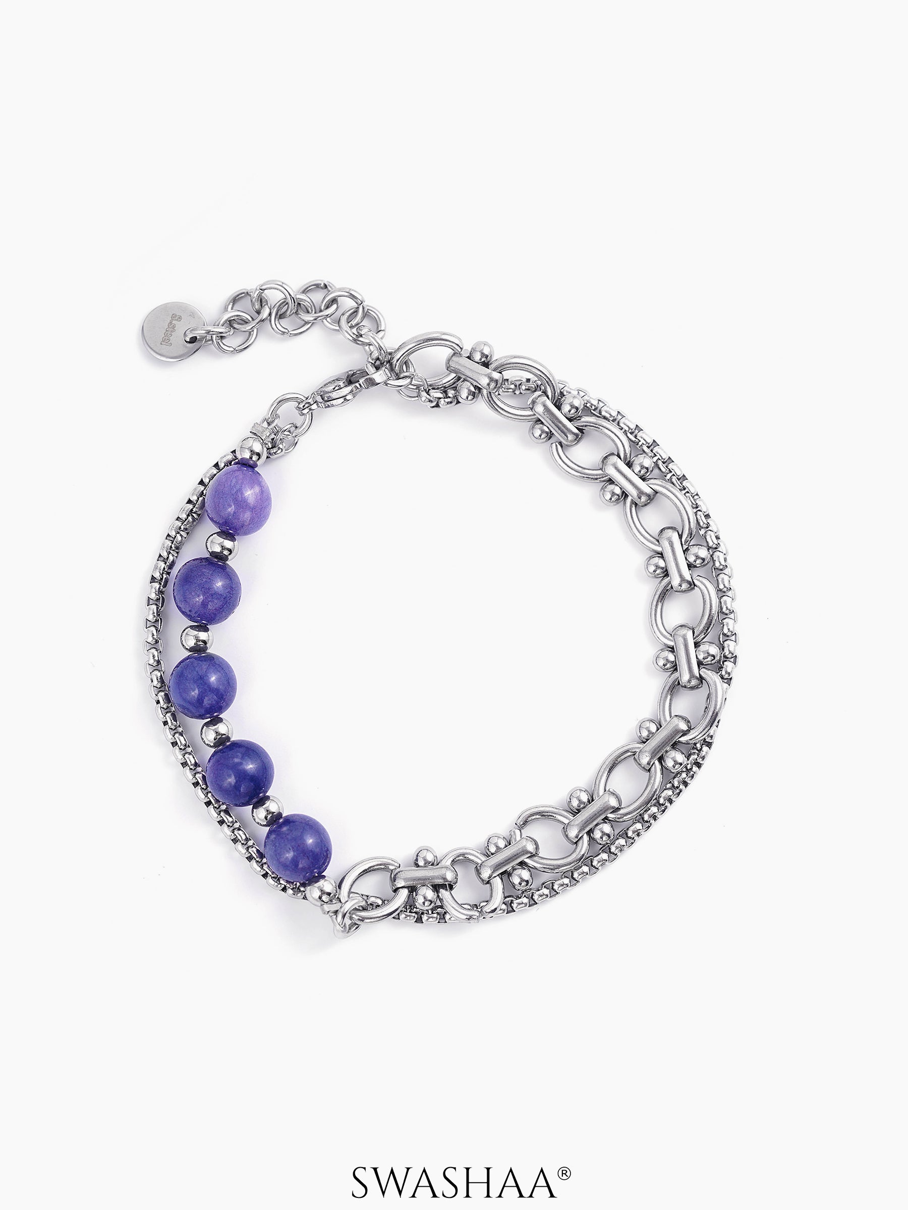 Franso Men's Beaded Bracelet Silver