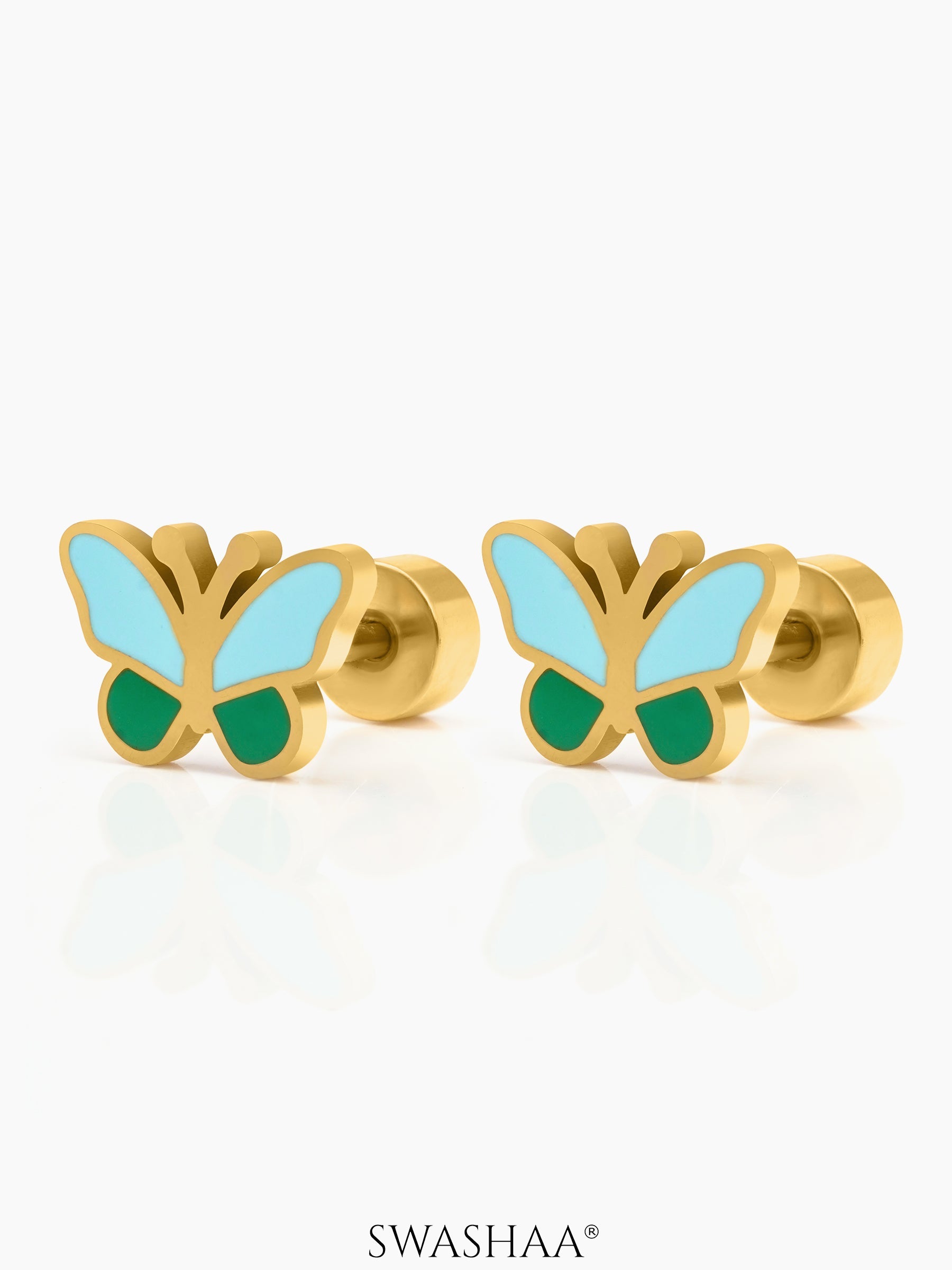 Furry Butterfly 18K Gold Plated Kid's Stud Earrings