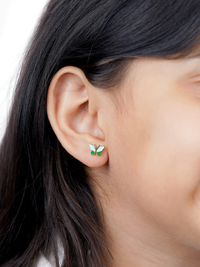 Furry Butterfly 18K Gold Plated Kid's Stud Earrings