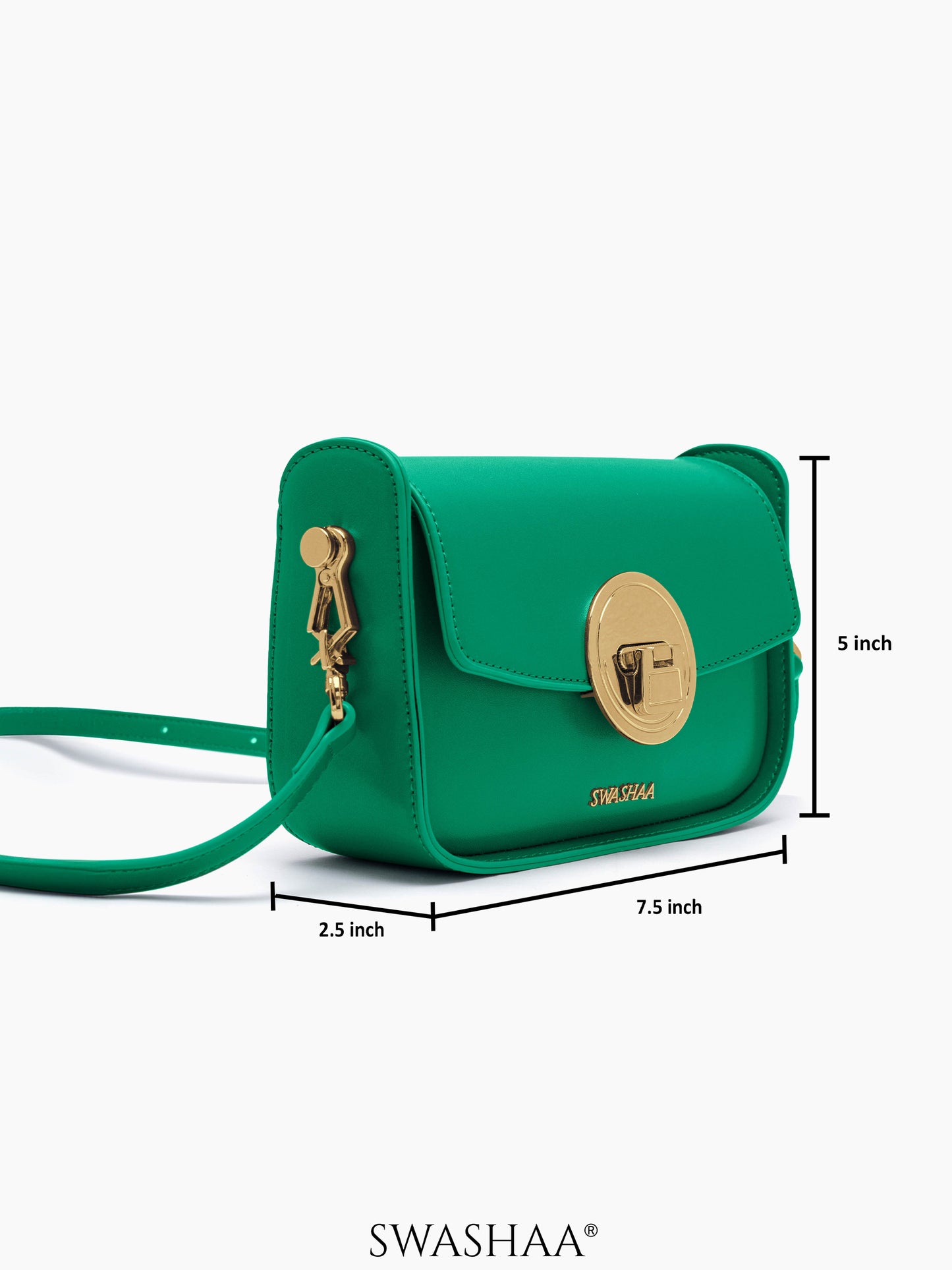 Giva Emerald Luxe Clasp Leather Sling Bag
