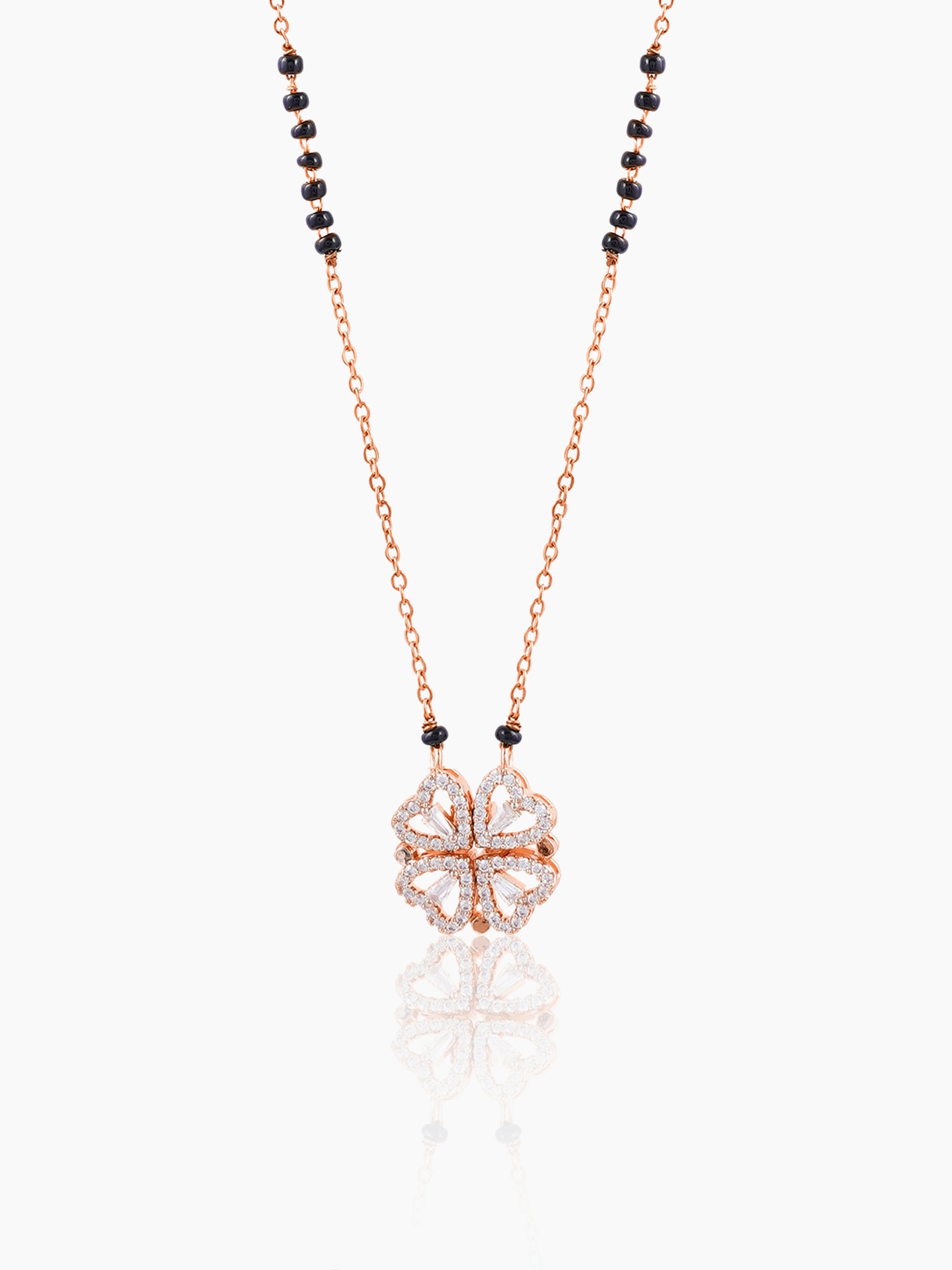Gleaming Clover Rosegold Plated Mangalsutra Rosegold