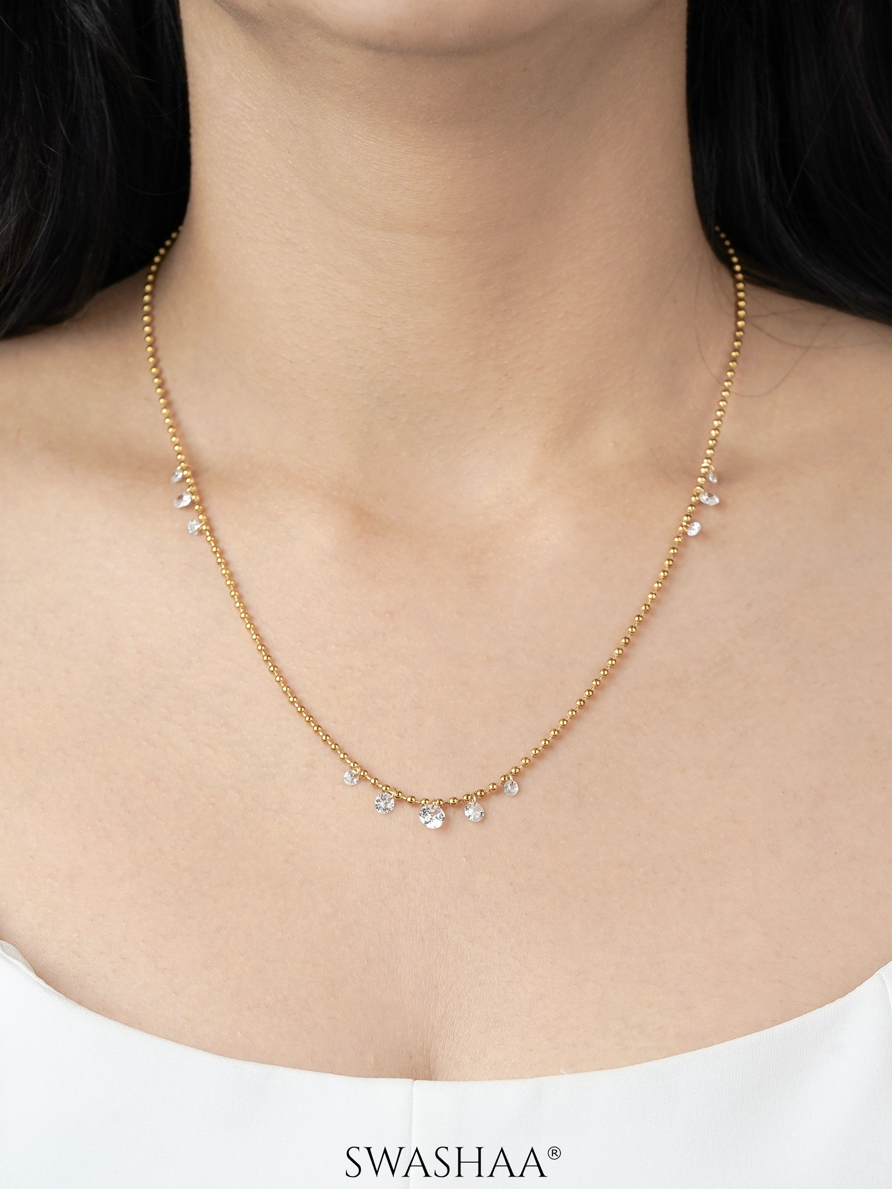 Glimmering Raindrop 18K Gold Plated Necklace