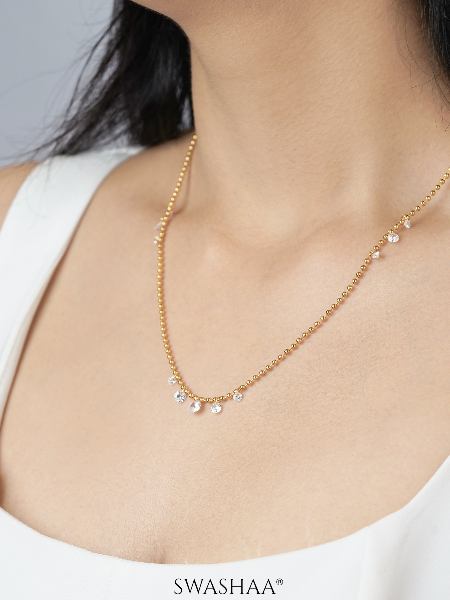 Glimmering Raindrop 18K Gold Plated Necklace