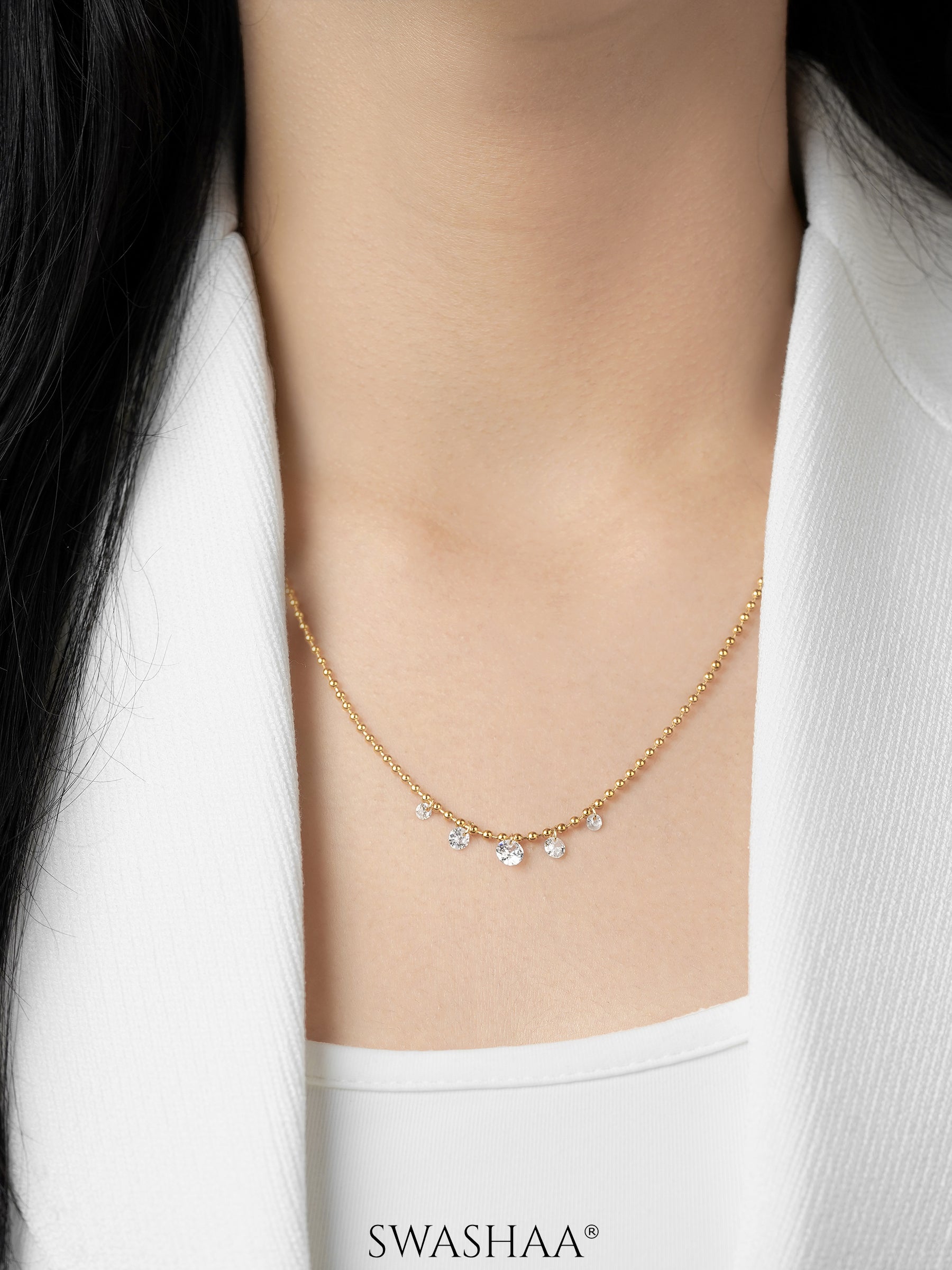 Glimmering Raindrop 18K Gold Plated Necklace