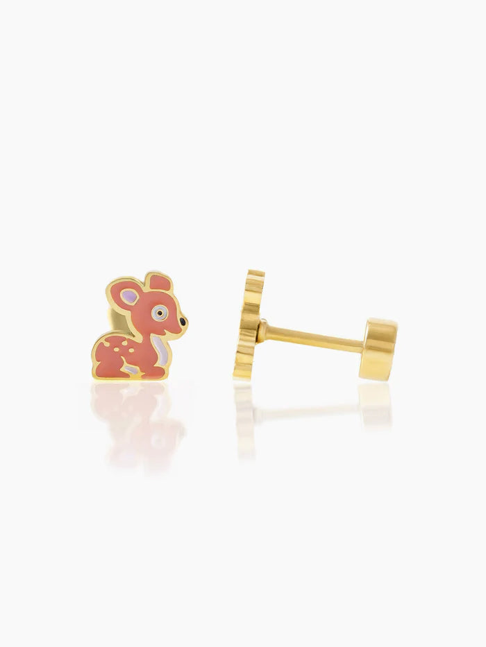 Goofy Deer 18K Gold Plated Kid's Earrings Gold