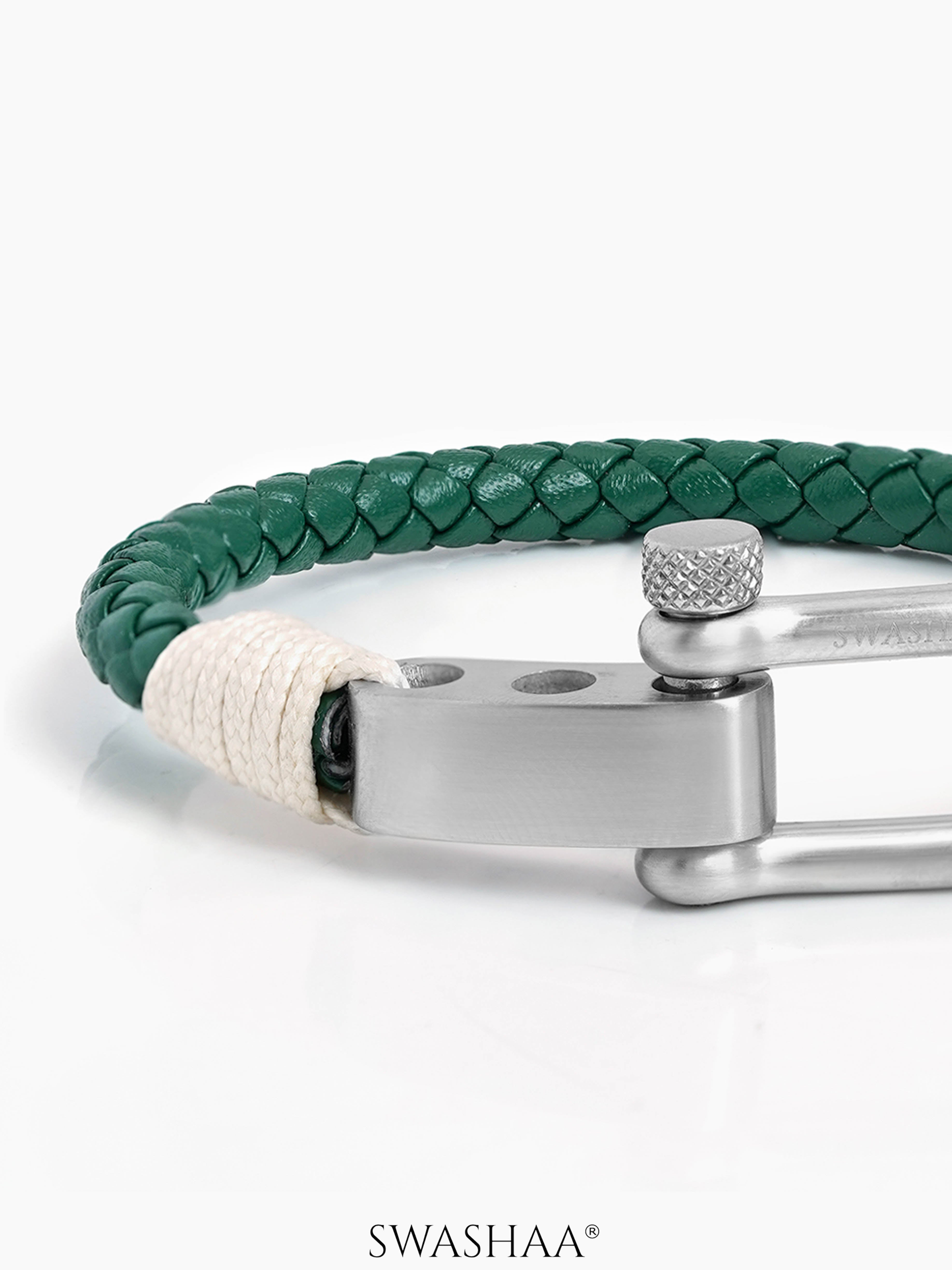 Green Trail Men's Leather Bracelet