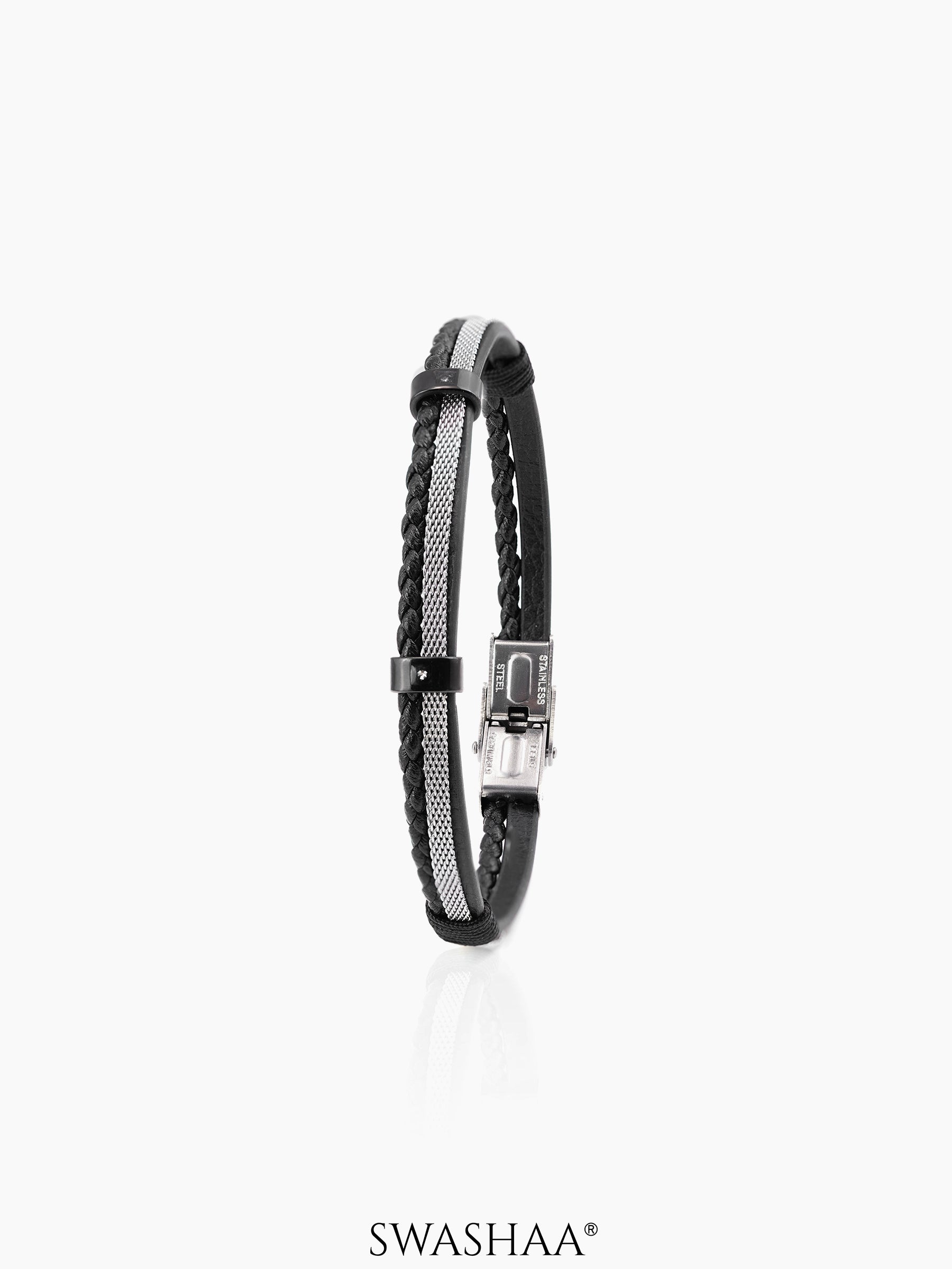 Griffin Men's Leather Bracelet Black