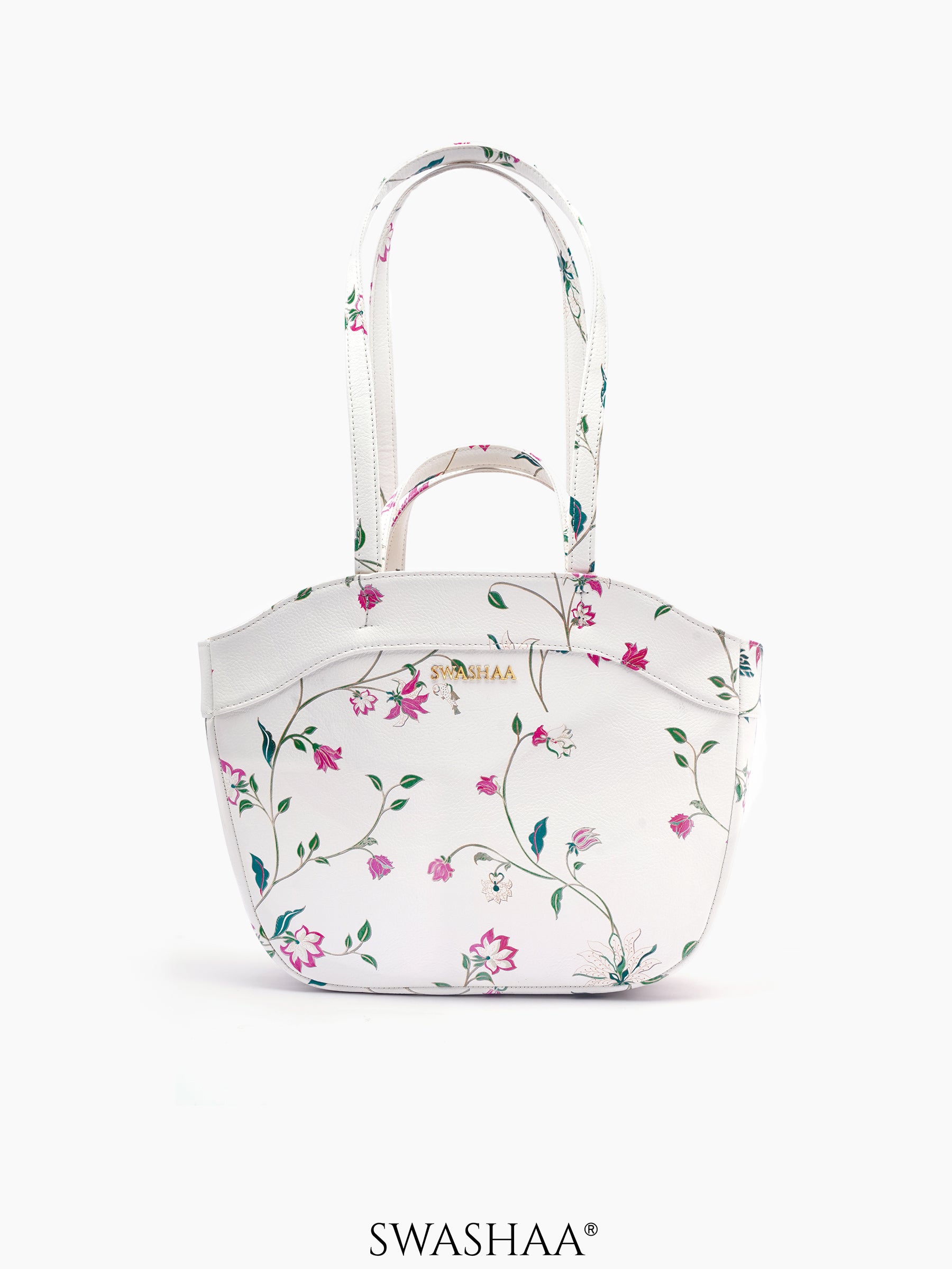 Hemi Leather Shoulder Bag Floral White