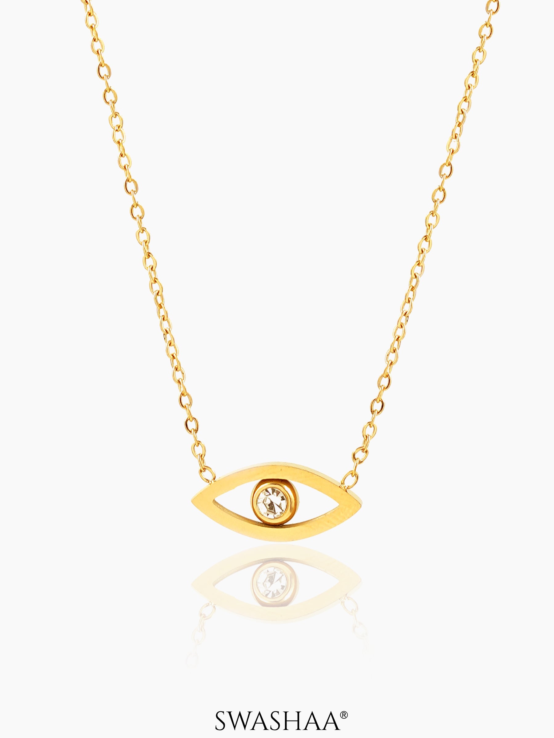 Hollow Eye 18K Gold Plated Necklace Gold