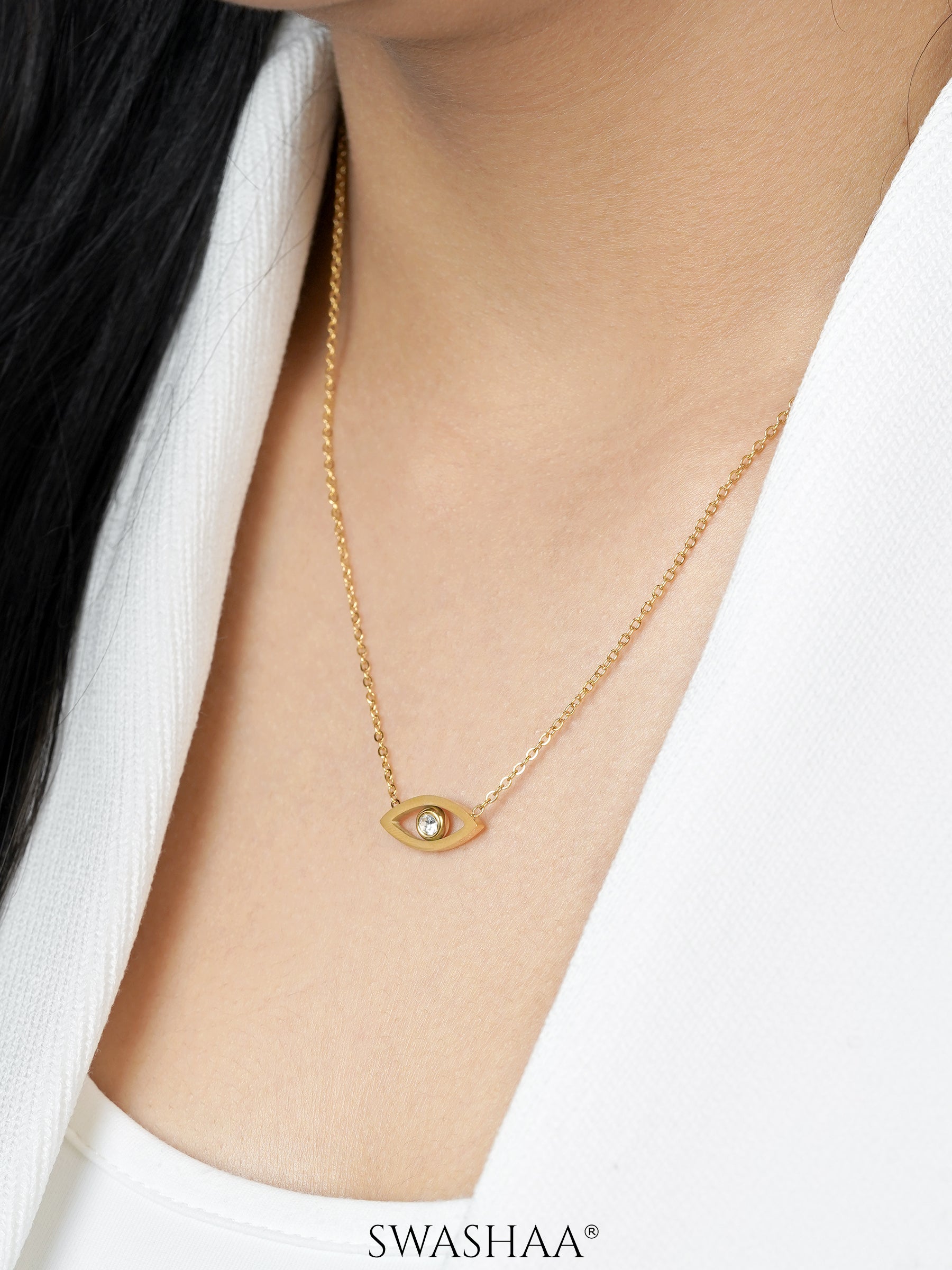 Hollow Eye 18K Gold Plated Necklace