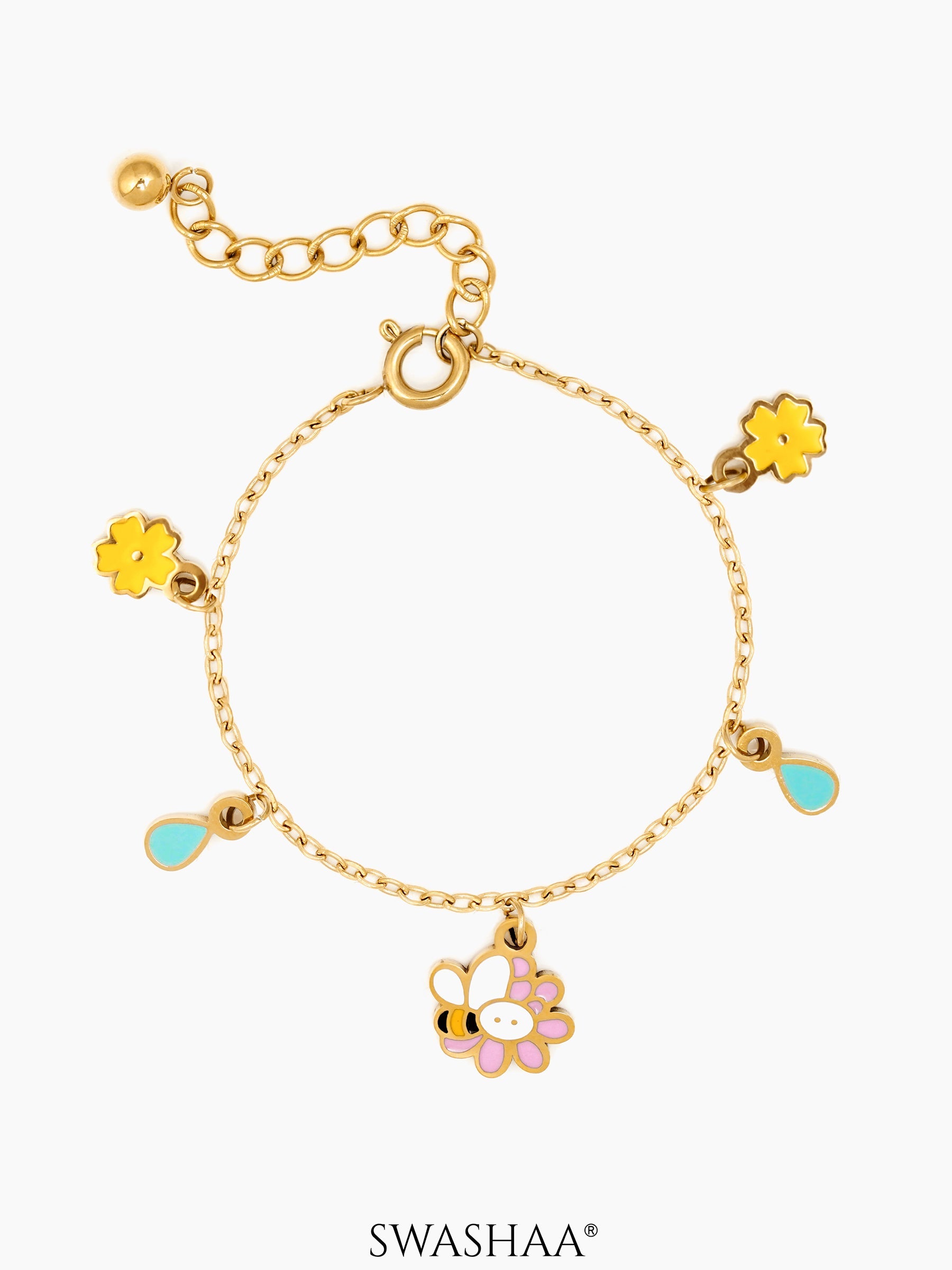 Honey Bee Bloom 18K Gold Plated Kid's Bracelets Gold