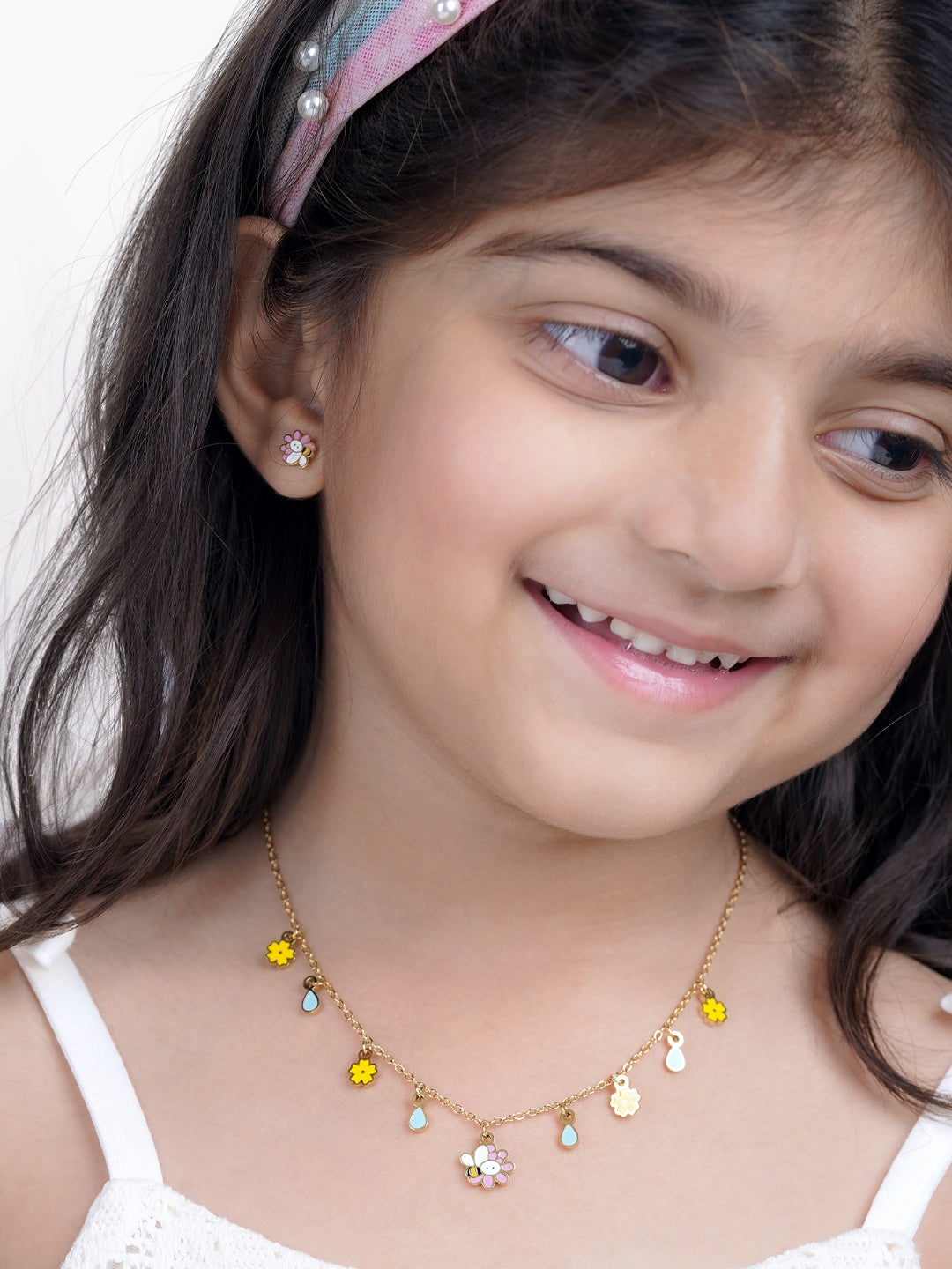 Honey Bee Bloom 18K Gold Plated Kid's Jewelry Set Of 2 – Necklace & Earrings