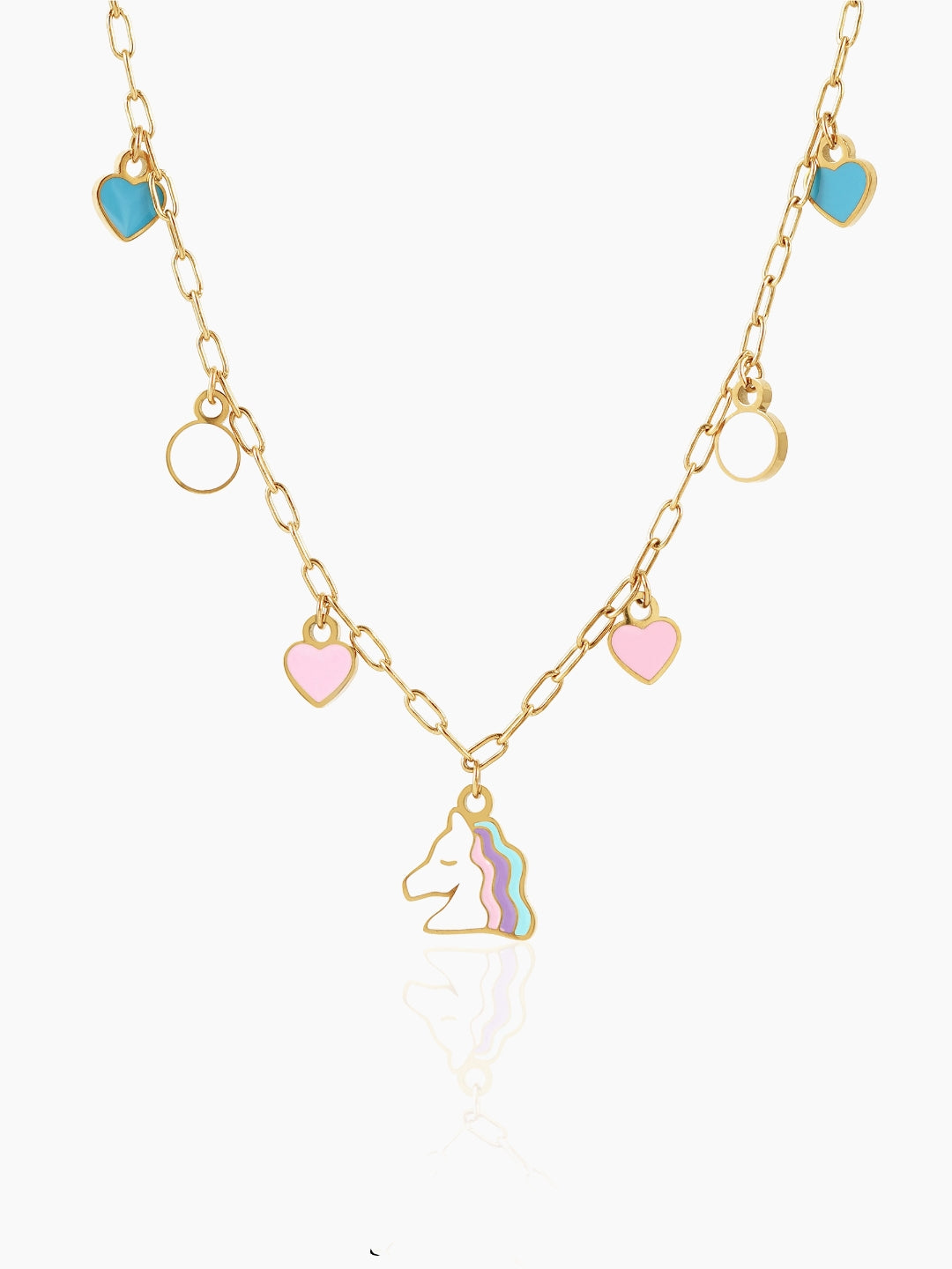 Hoo la Unicorn Charms 18K Gold Plated Kid's Necklace Gold