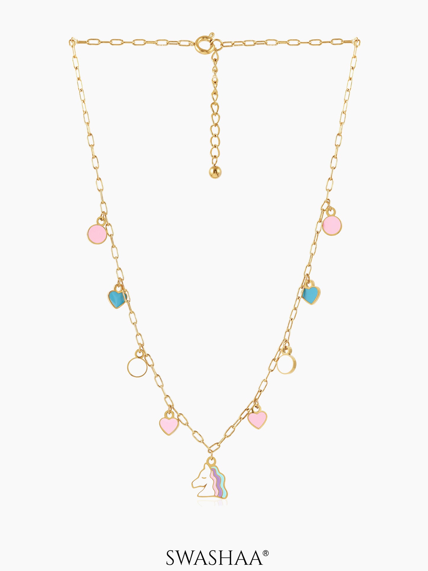 Hoo la Unicorn Charms 18K Gold Plated Kid's Necklace
