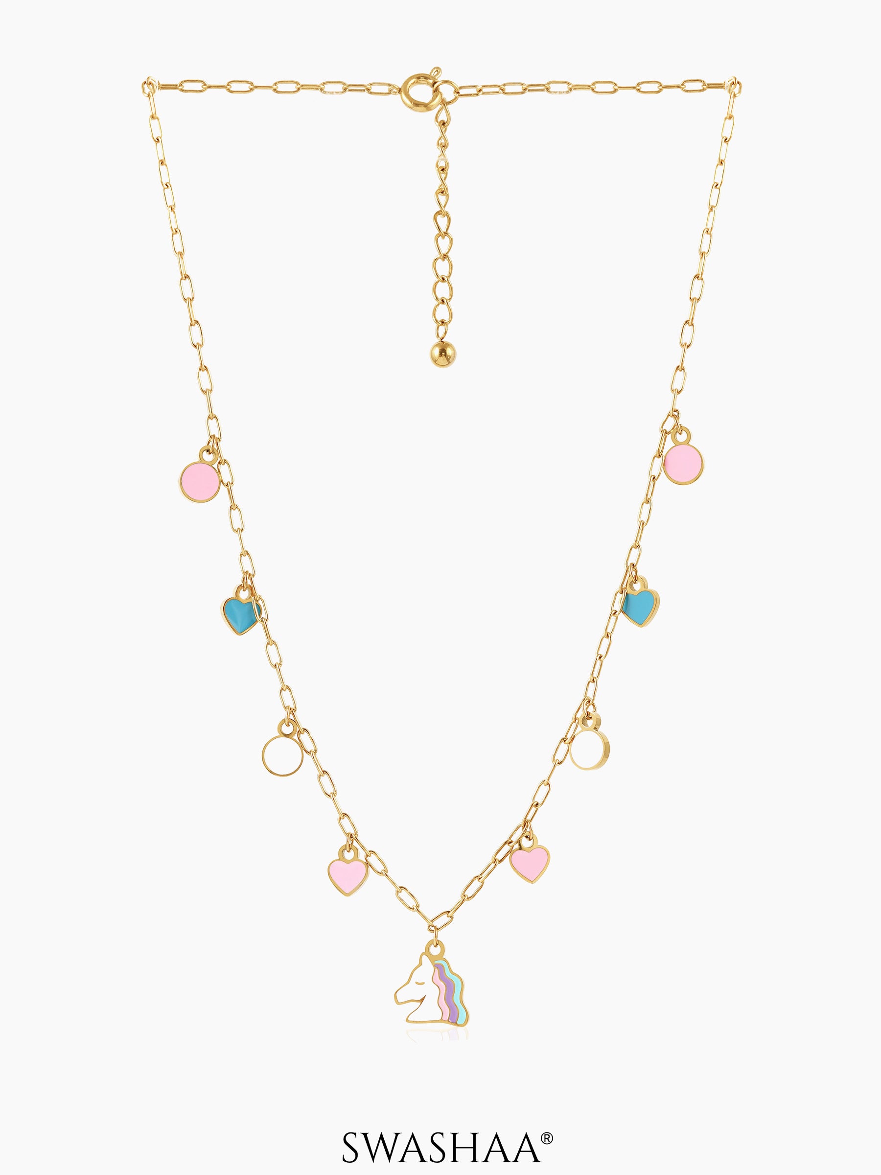 Hoo la Unicorn Charms 18K Gold Plated Kid's Necklace Gold