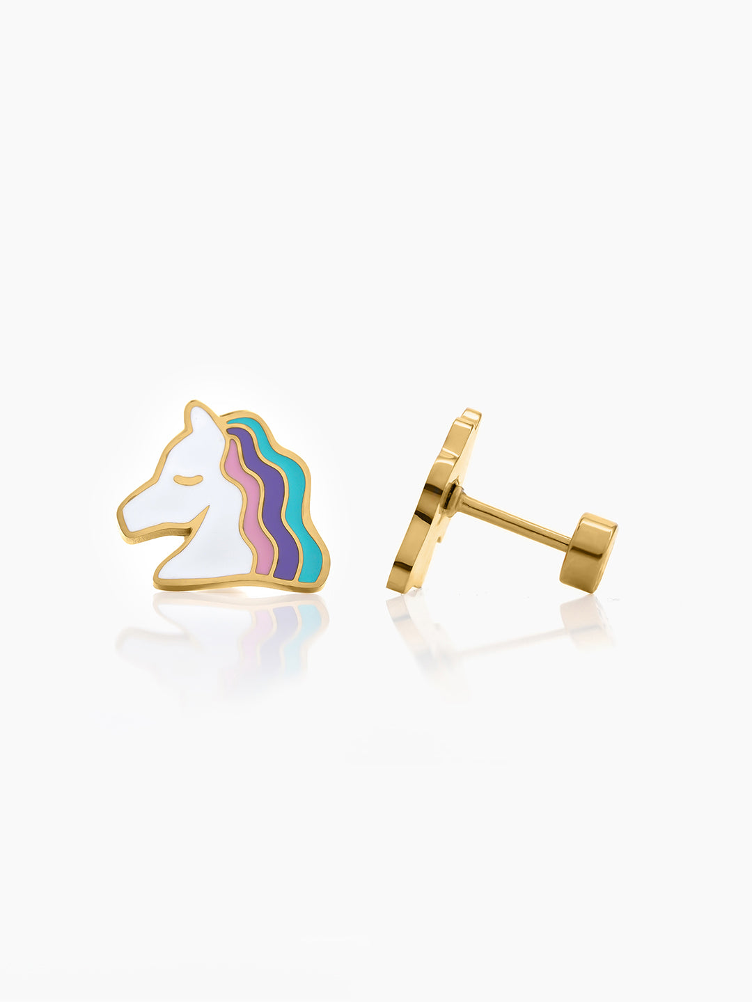 Hoo la Unicorn 18K Gold Plated Kid's Stud Earrings Gold
