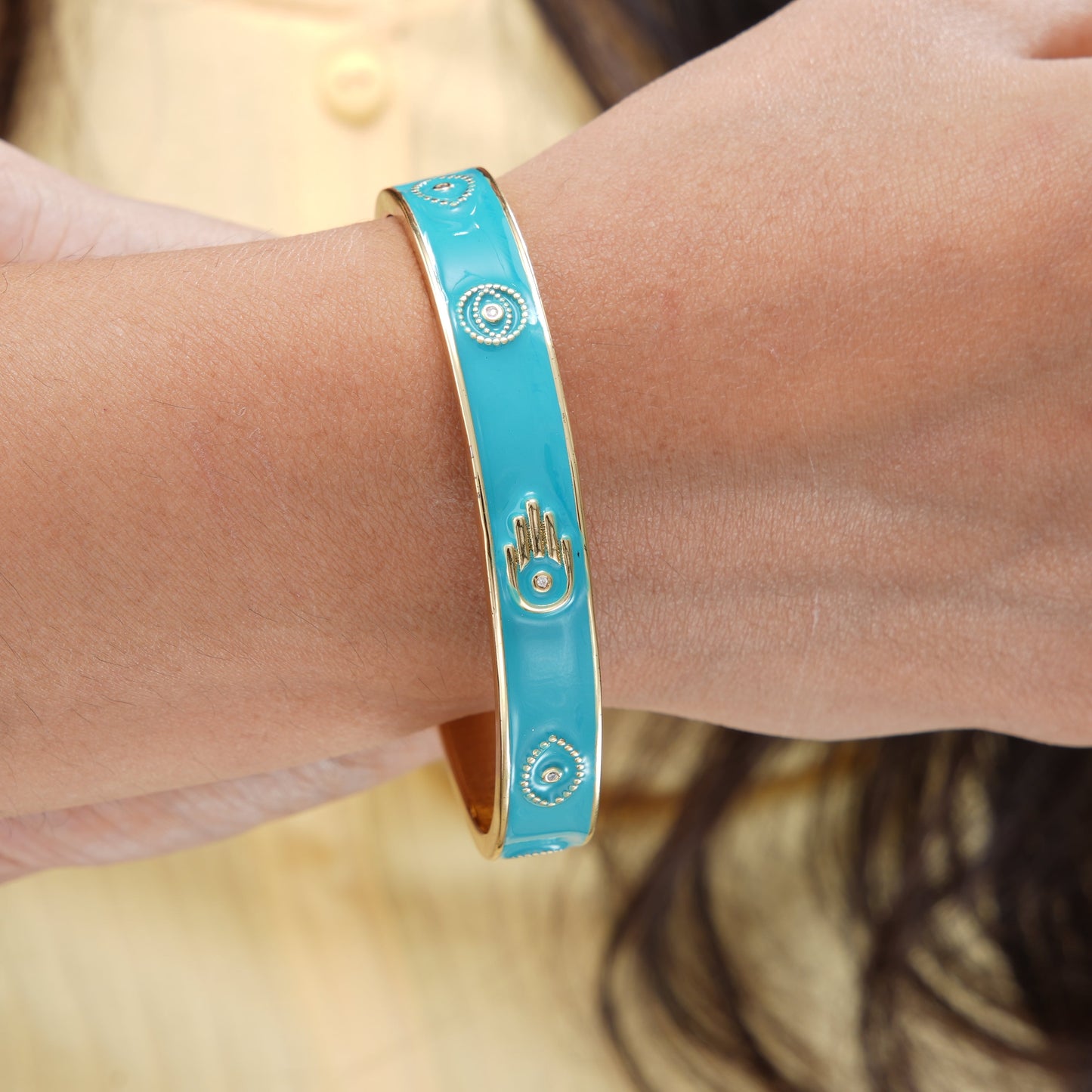 Aston 18K Gold Plated Cuff Bracelet Turquoise 18K Gold Plated