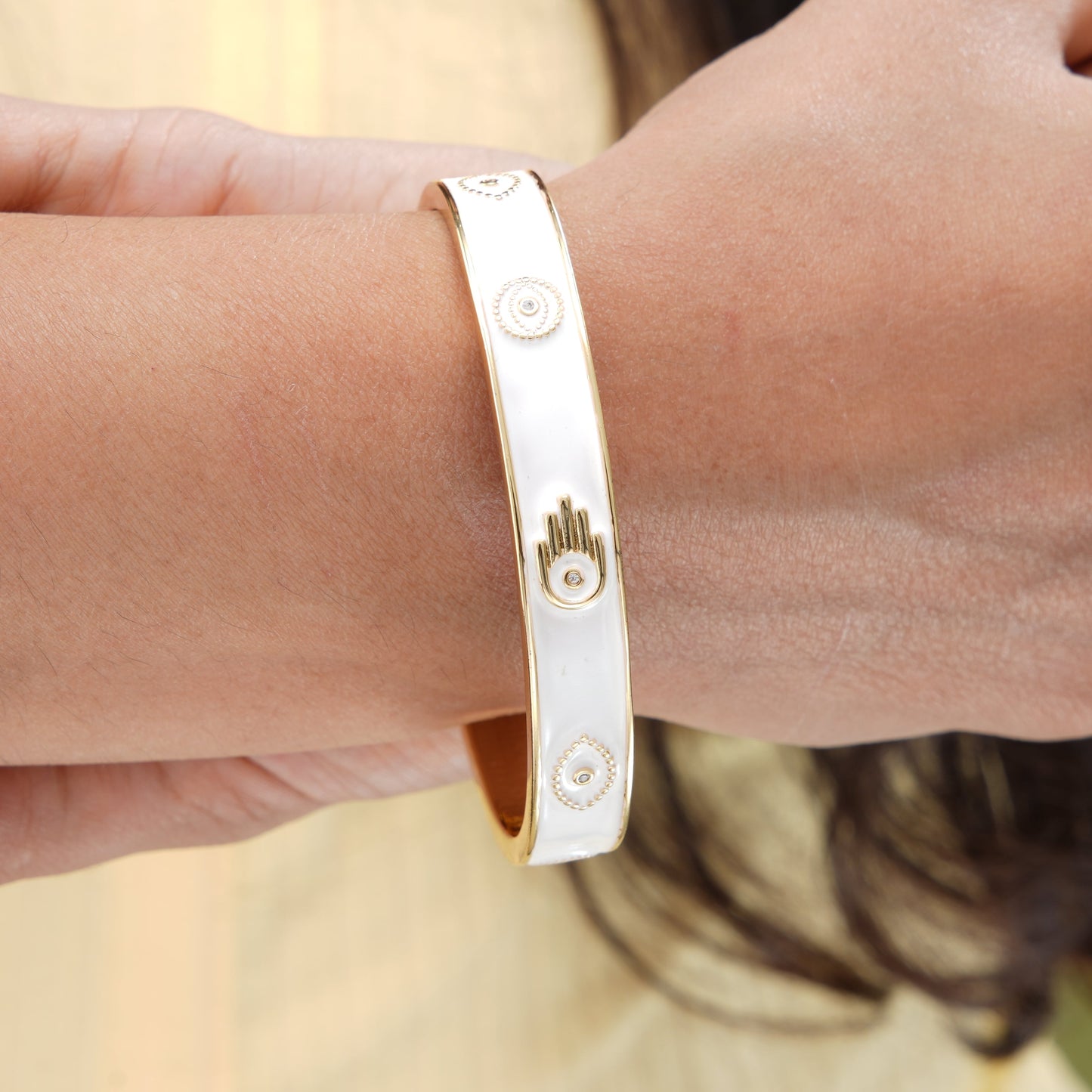 Aston 18K Gold Plated Cuff Bracelet White 18K Gold Plated