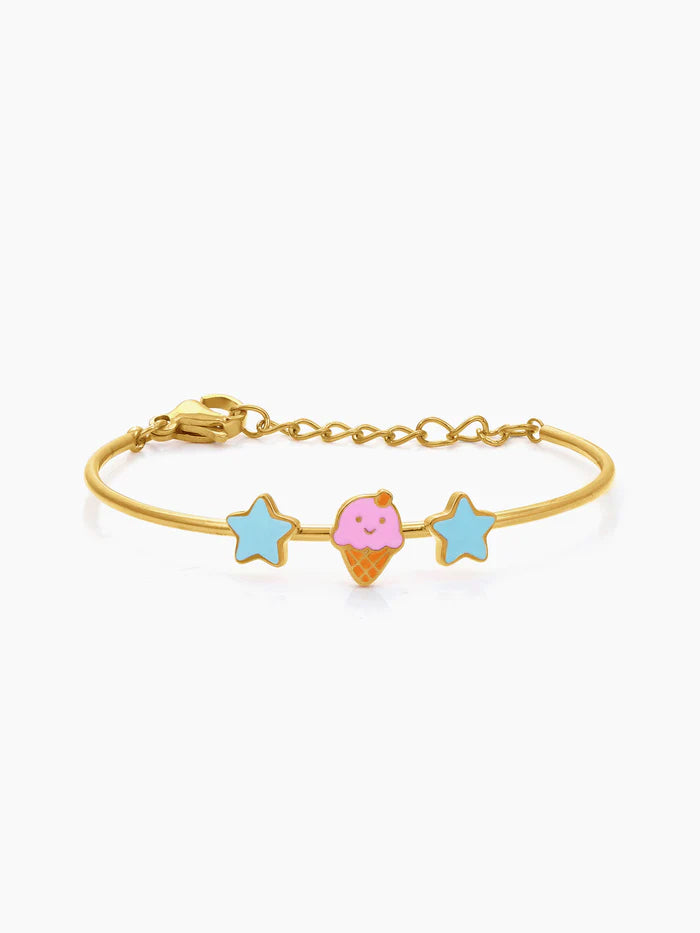 Icecream Twinkle Charms 18K Gold Plated Kid's Kada Bracelet Gold