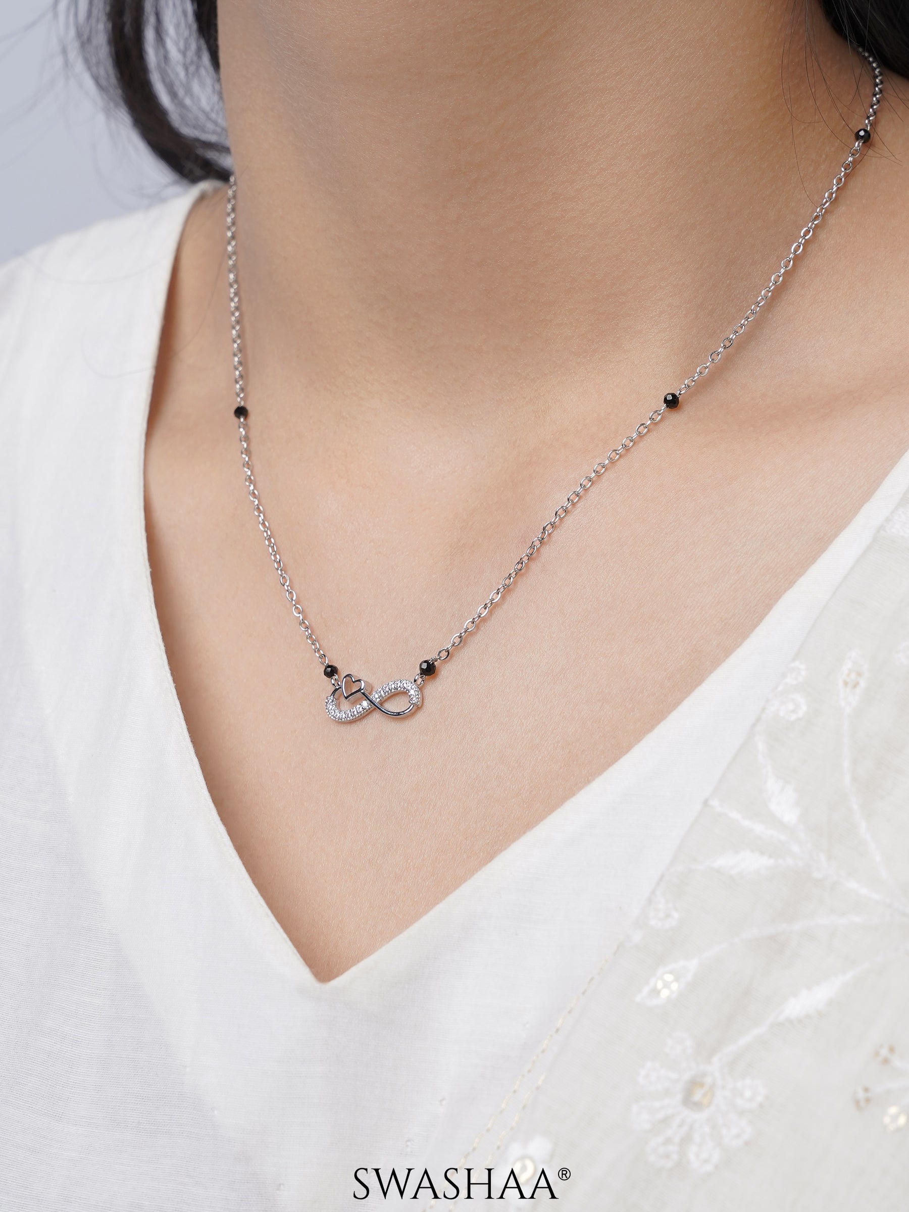 Infinity Diamond Silver Mangalsutra