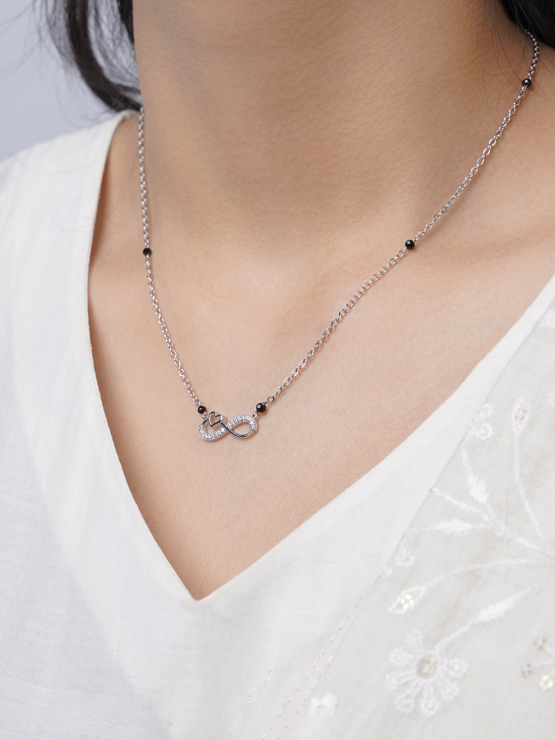 Infinity Diamond Silver Mangalsutra