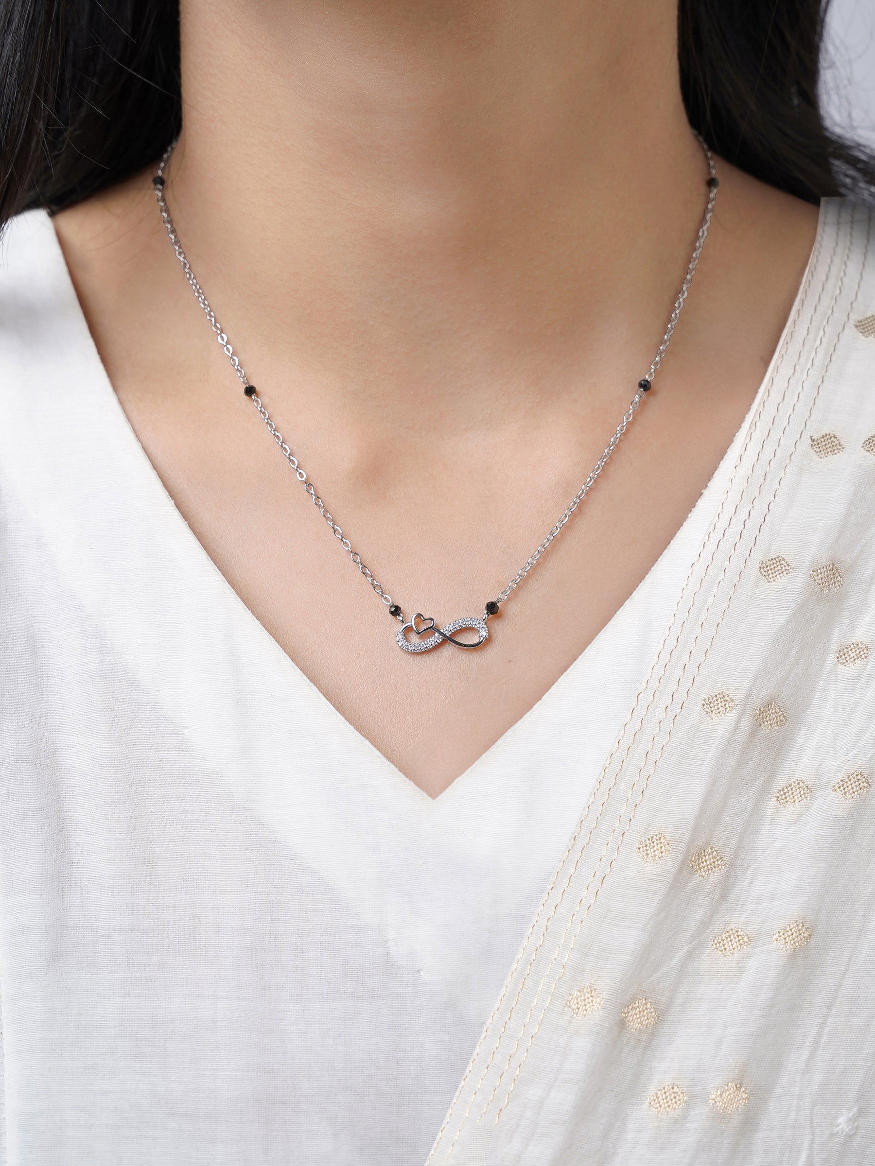 Infinity Diamond Silver Mangalsutra
