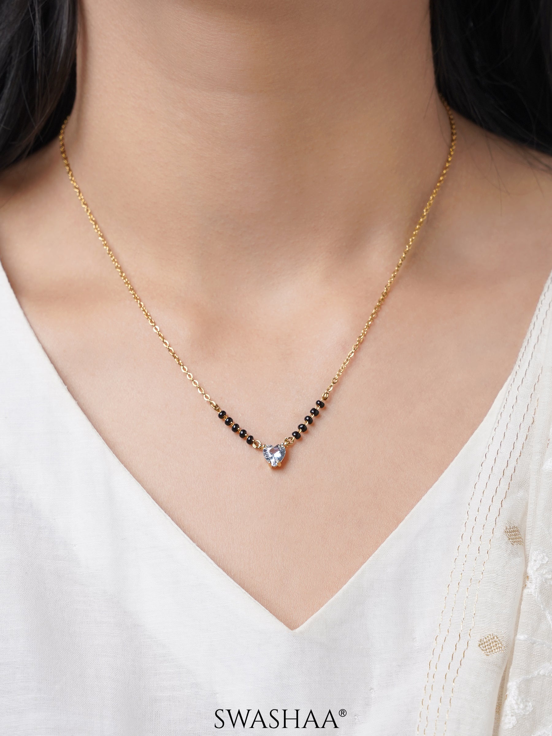 Ivana Solitaire Heart 18K Gold Plated Mangalsutra