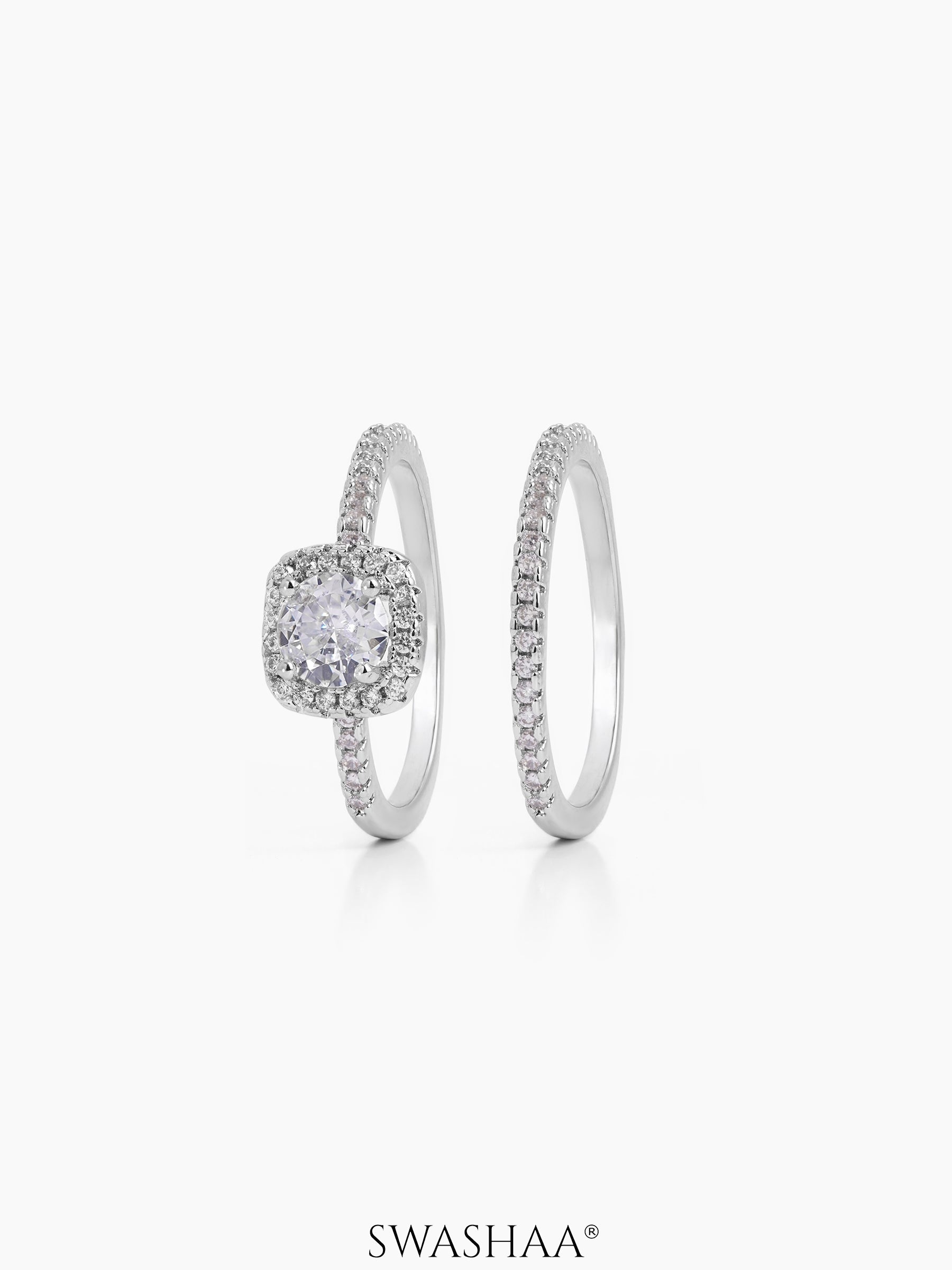 Ivara Cushion Solitaire Ring Silver