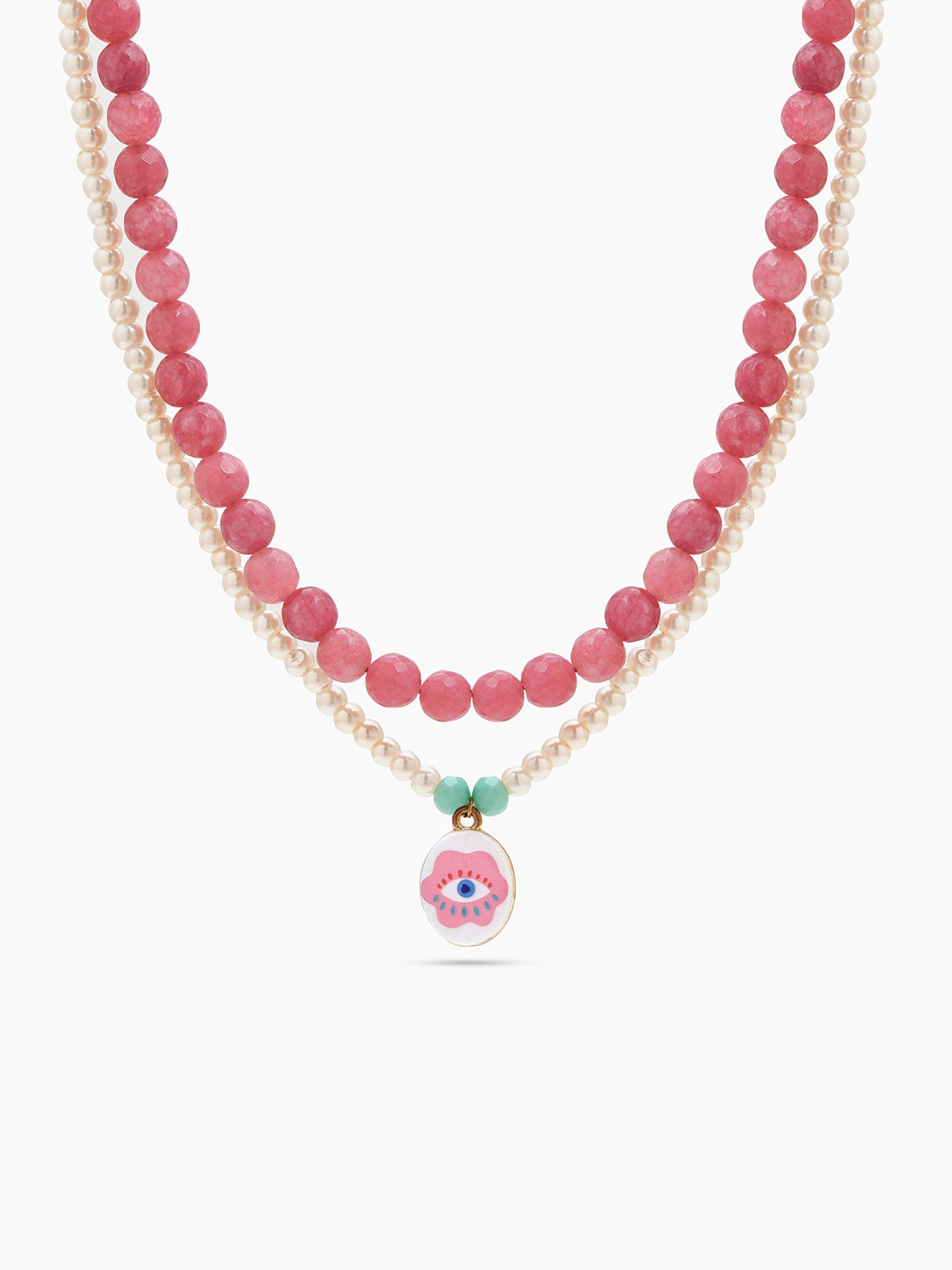 Ivy Eye Pink Women’s Layered Beaded Necklace